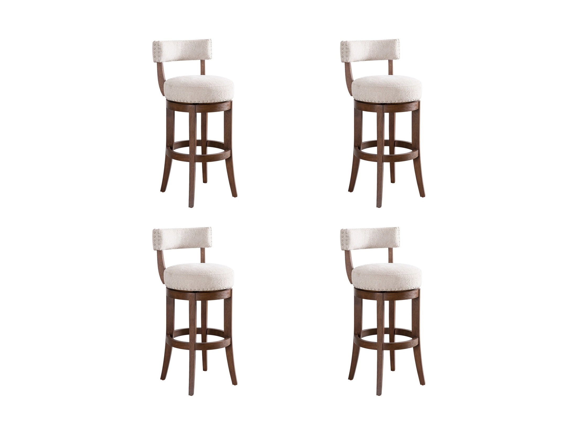 Mystic - Solid Wood Upholstered 30" Bar Height Swivel Barstool
