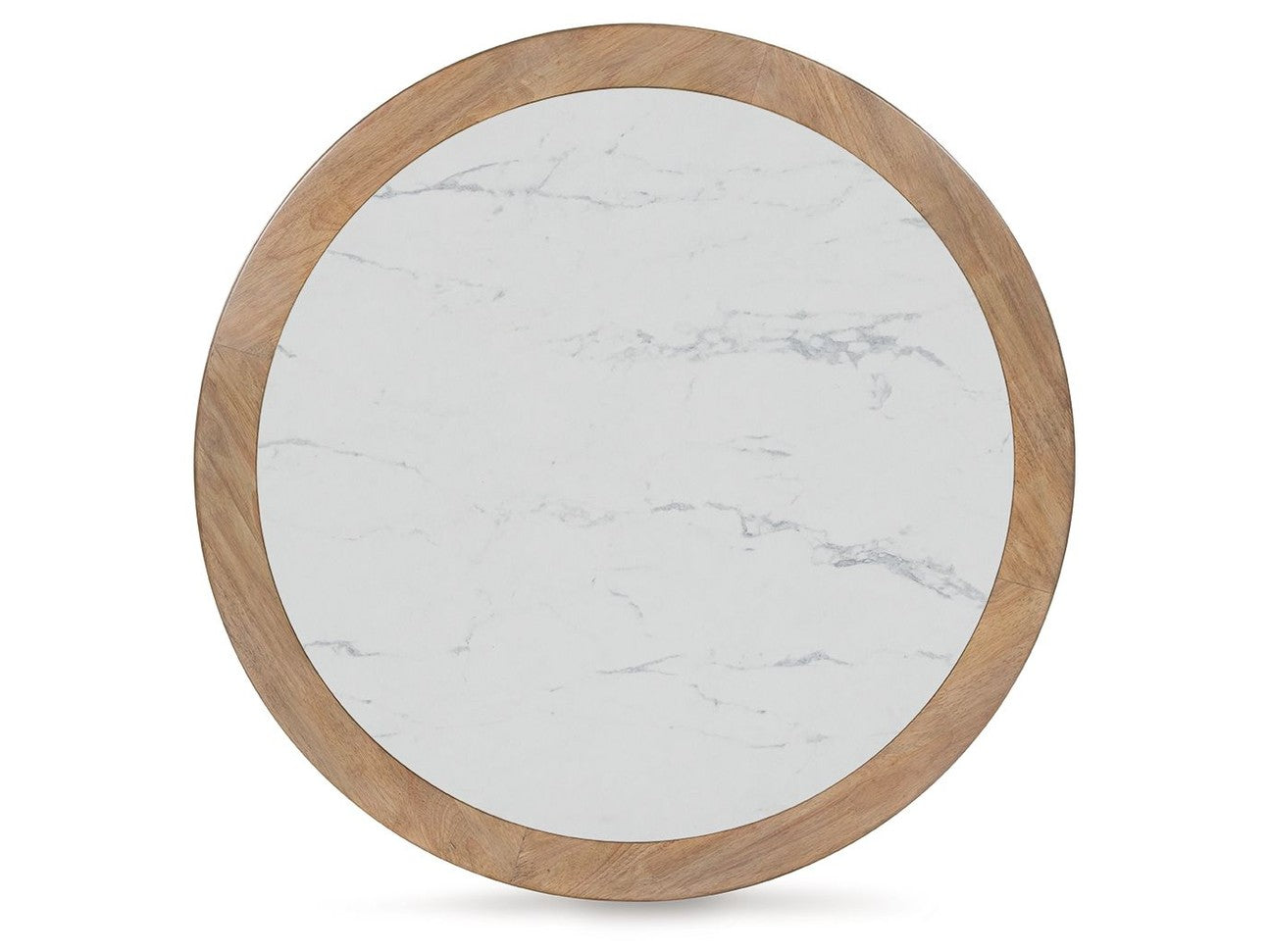 Camdill - Round Cocktail Table - Light Brown / White