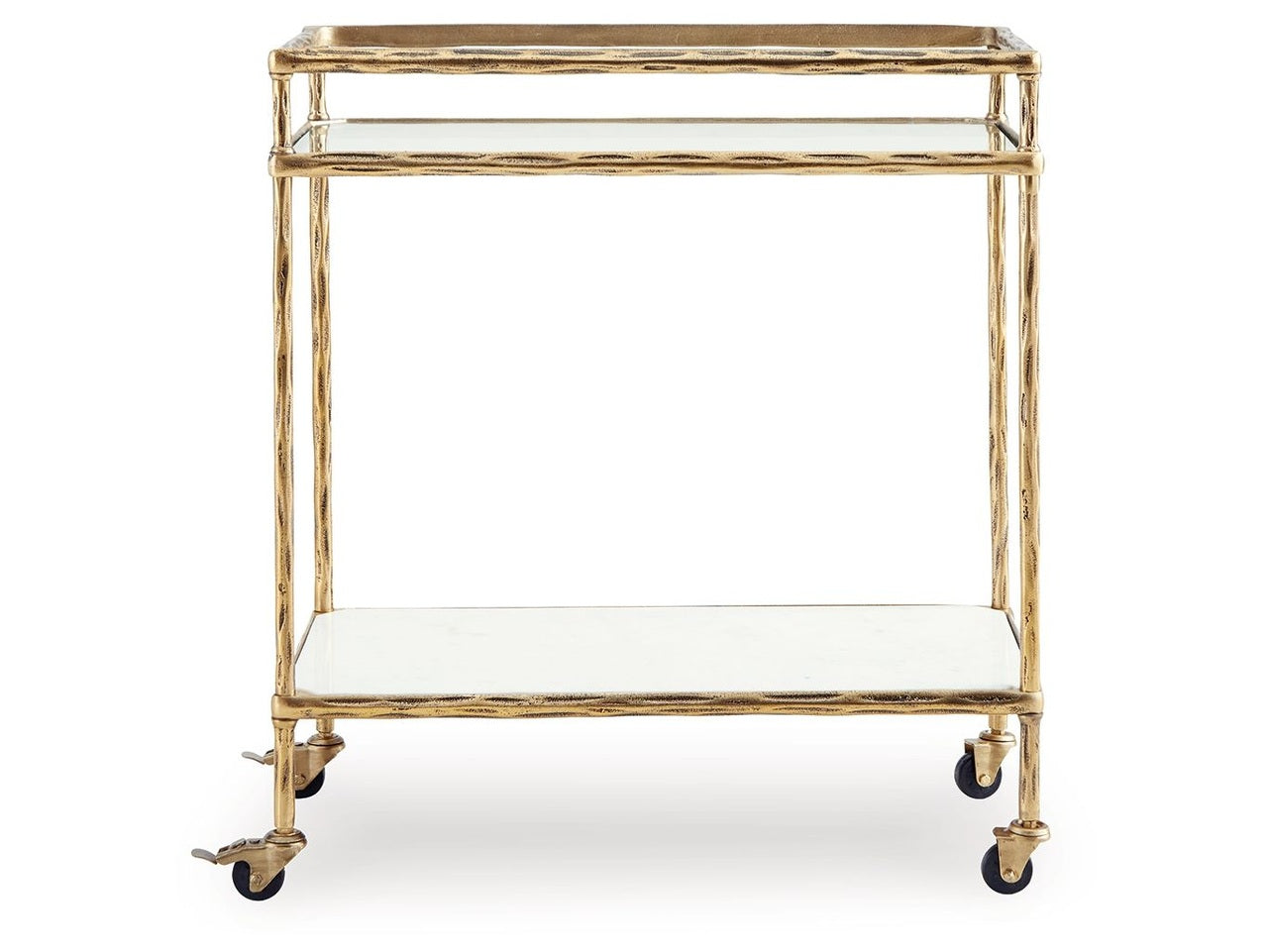 Plattfield - Bar Cart - Antique Gold Finish