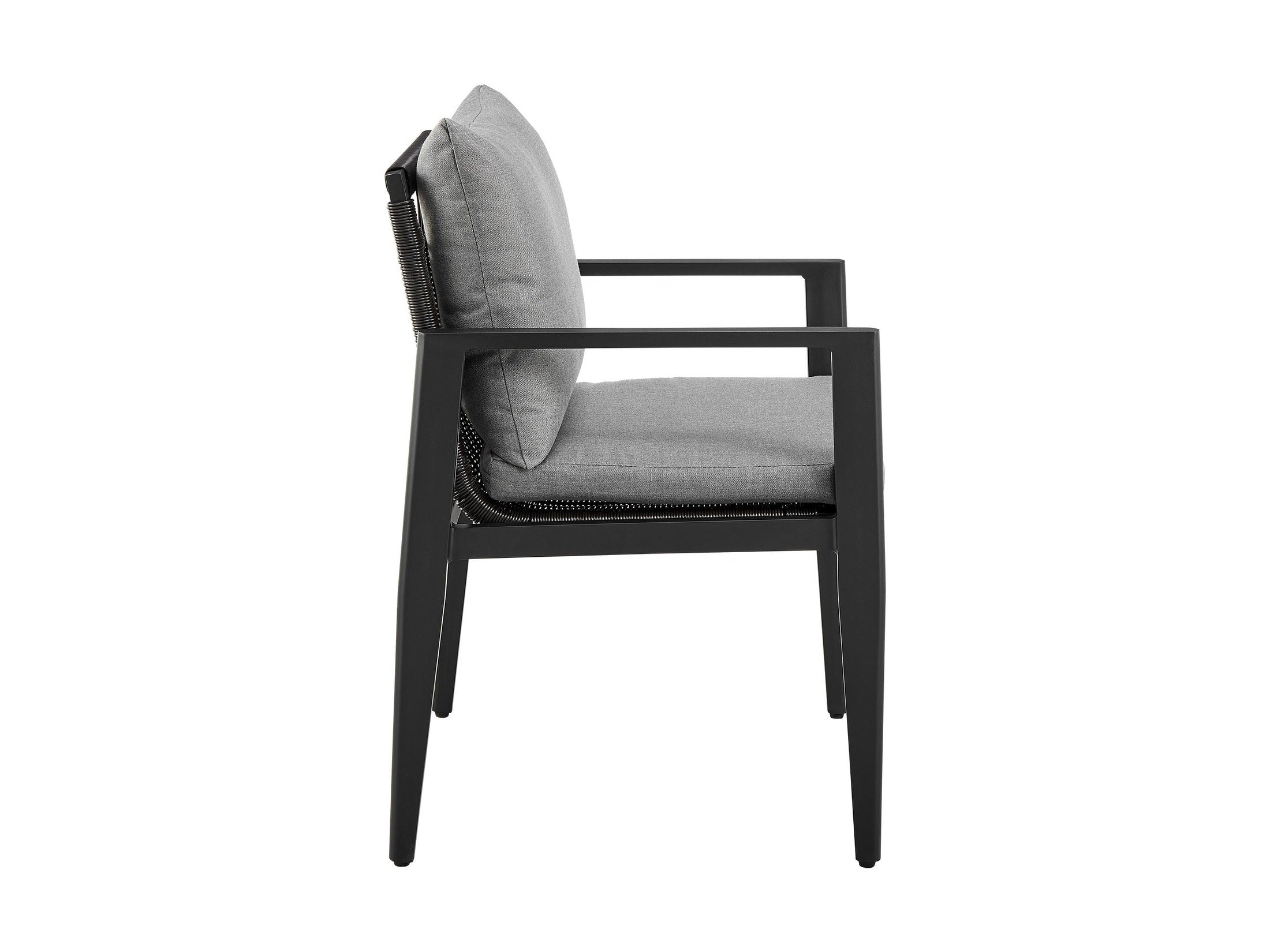 Cayman - Outdoor Patio Dining Chairs With Arms And Cushions (Set of 2) - Gray