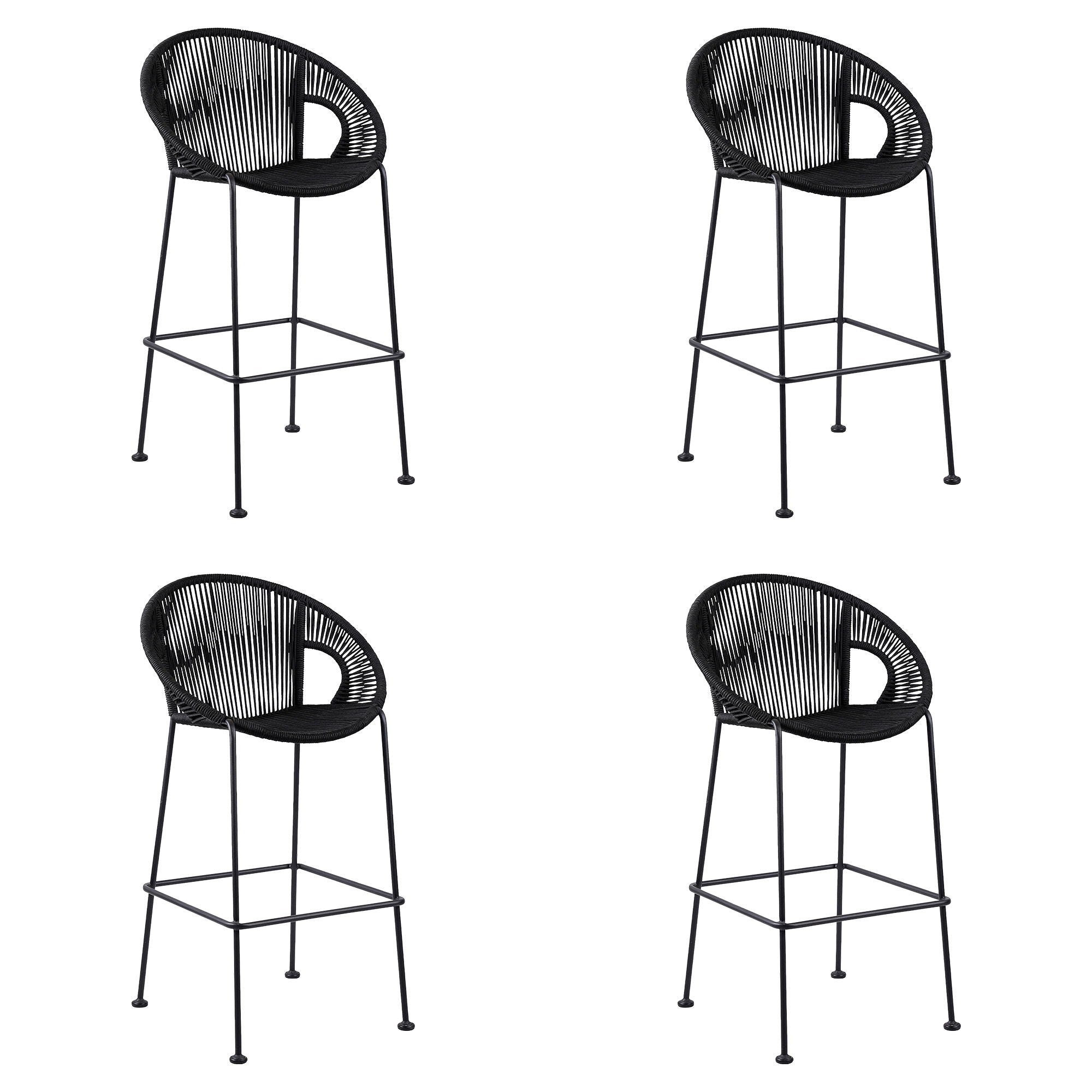 Acapulco - Indoor Outdoor Steel Bar Stool With Rope Set