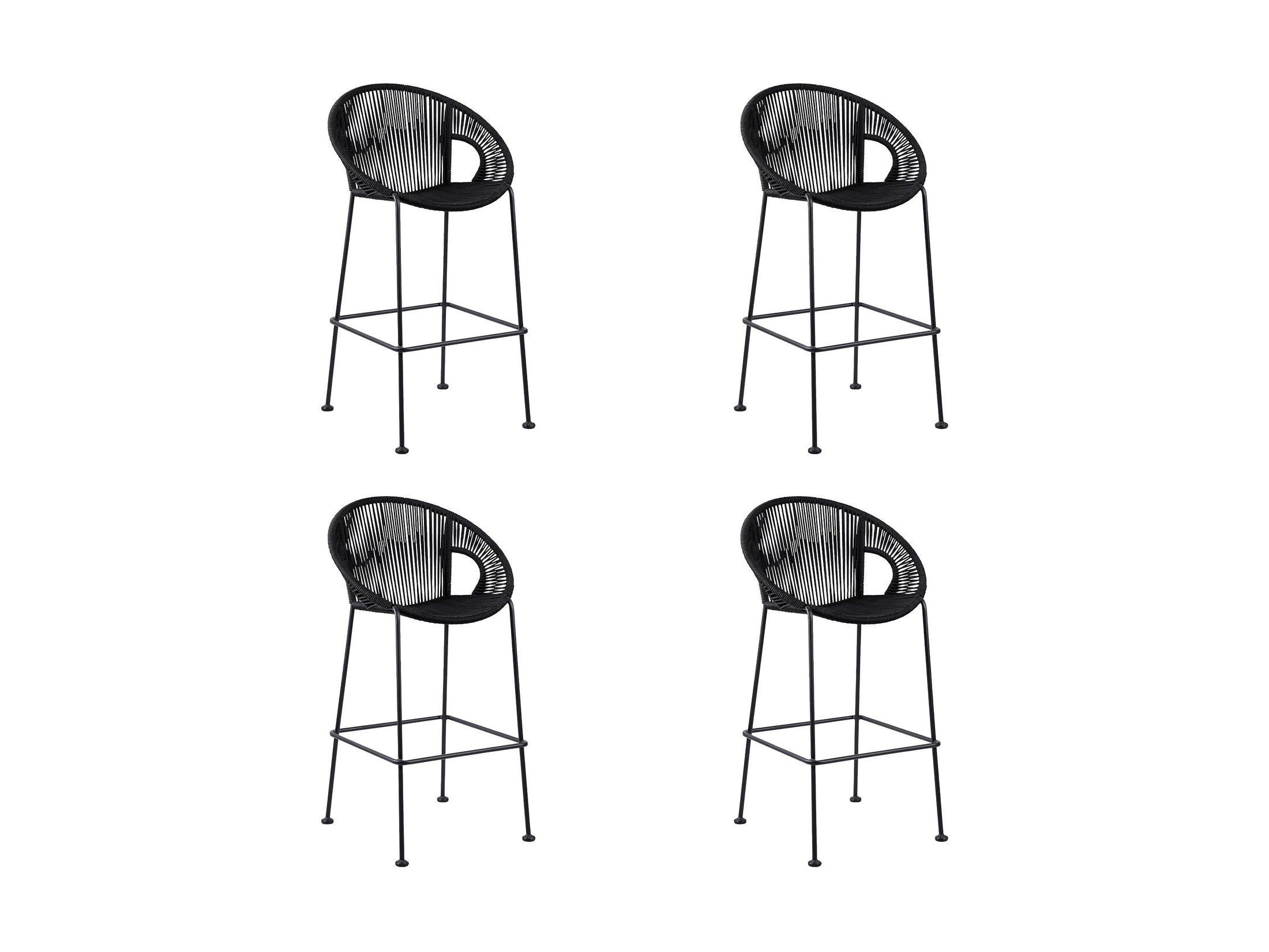 Acapulco - Indoor Outdoor Steel Bar Stool With Rope Set