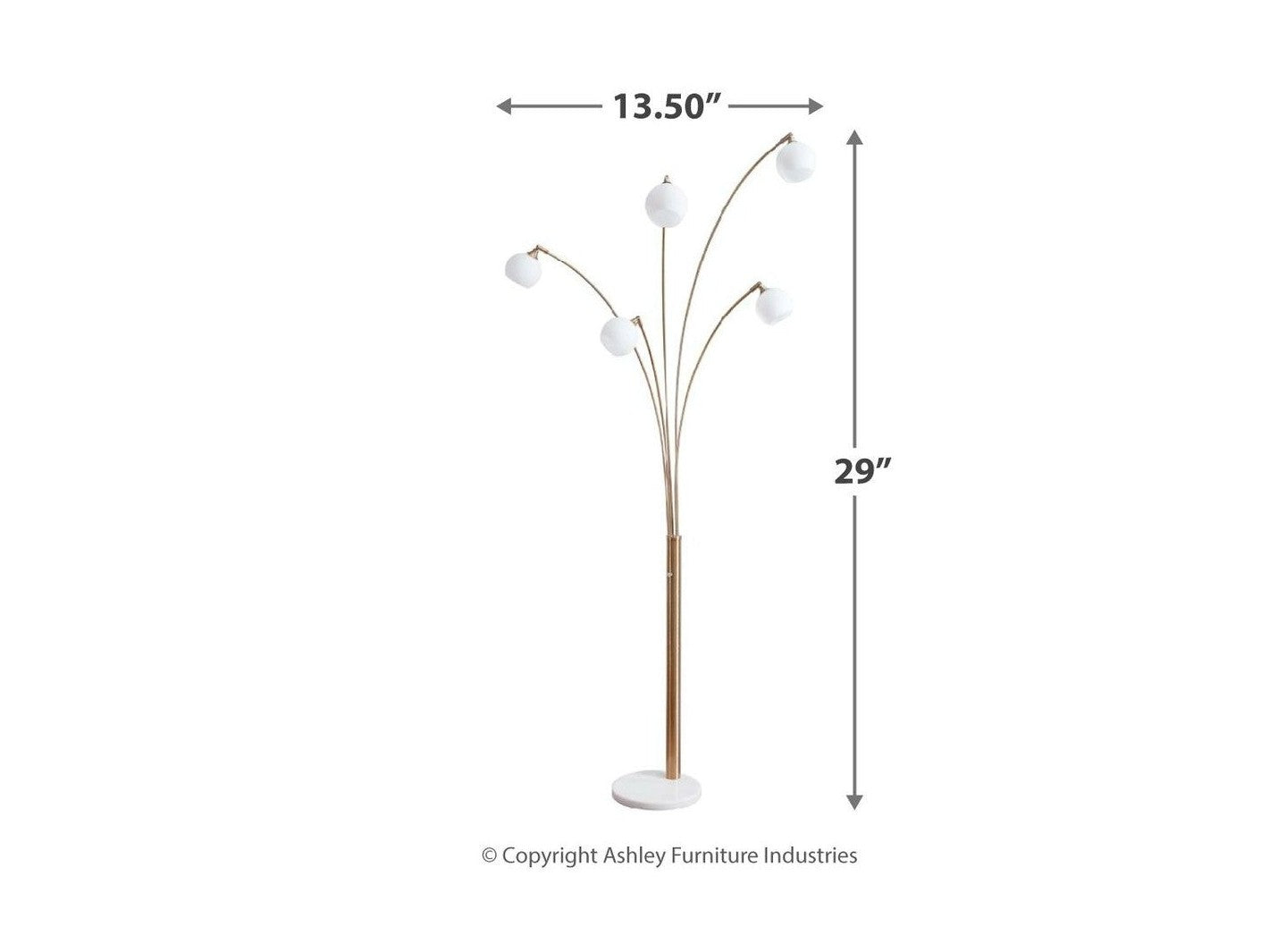 Taliya - Metal Arc Lamp  - Champagne / White