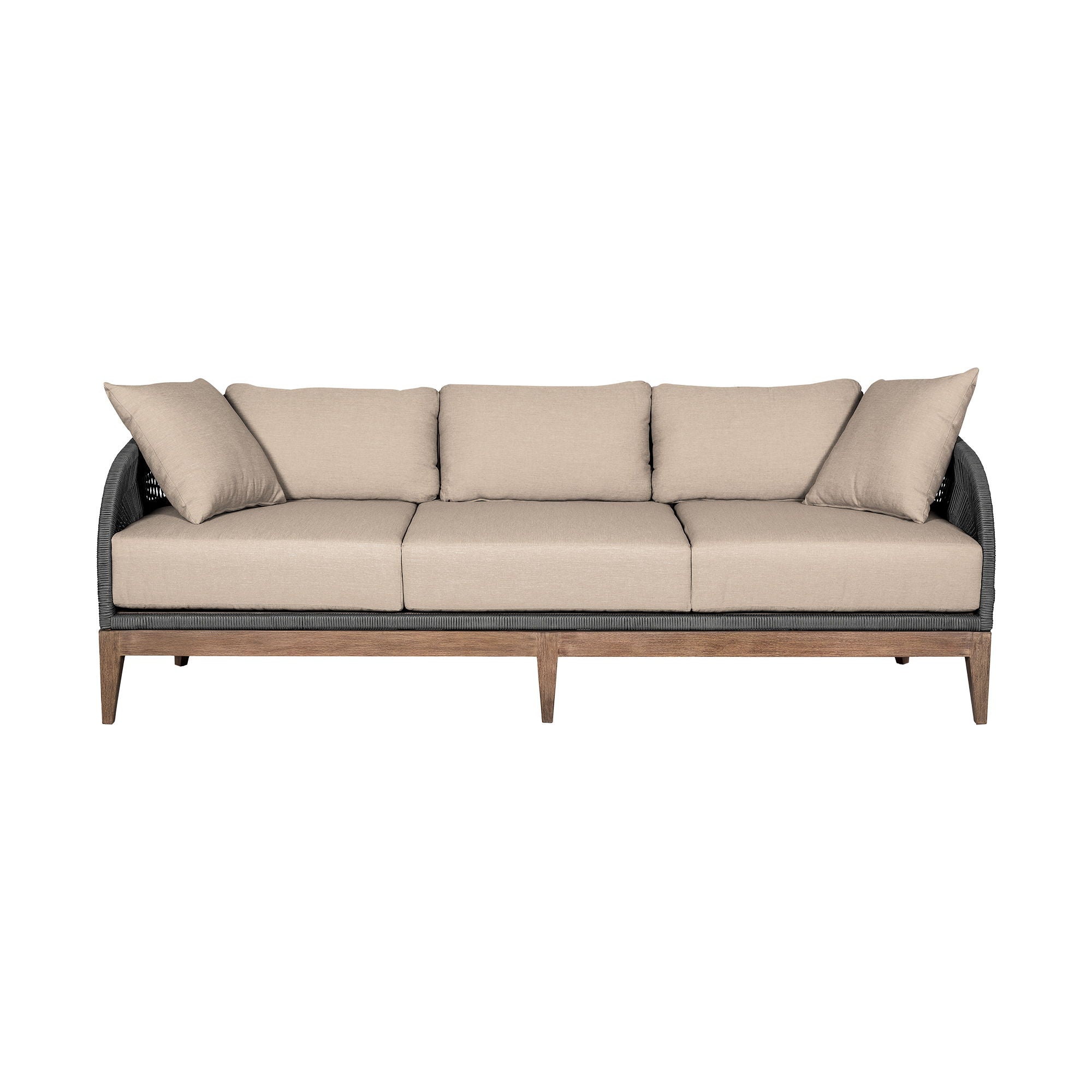 Orbit - 4 Piece Outdoor Patio Conversation Set - Weathered Eucalyptus / Taupe
