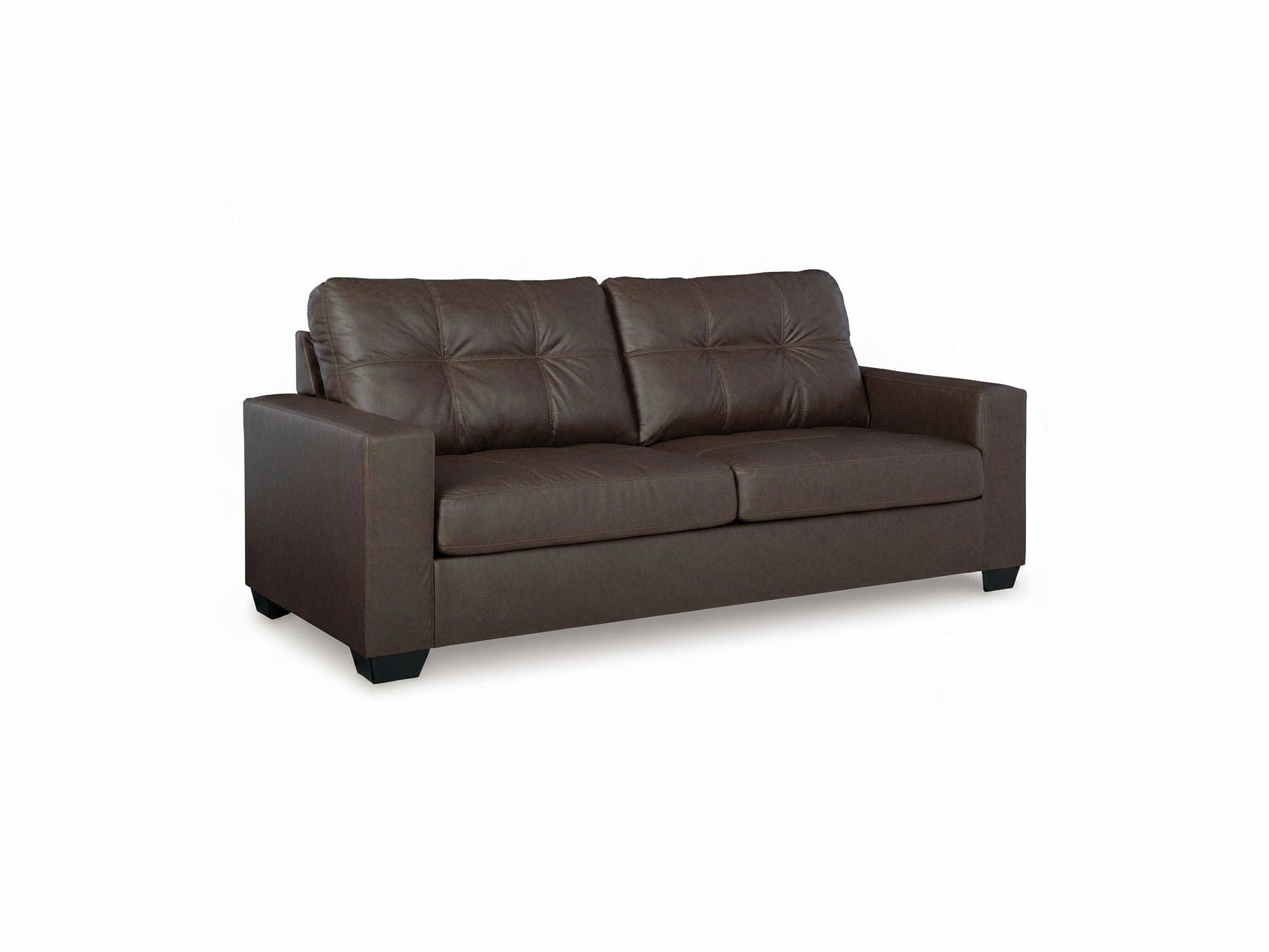 Barlin brown leather sofa on a white background.