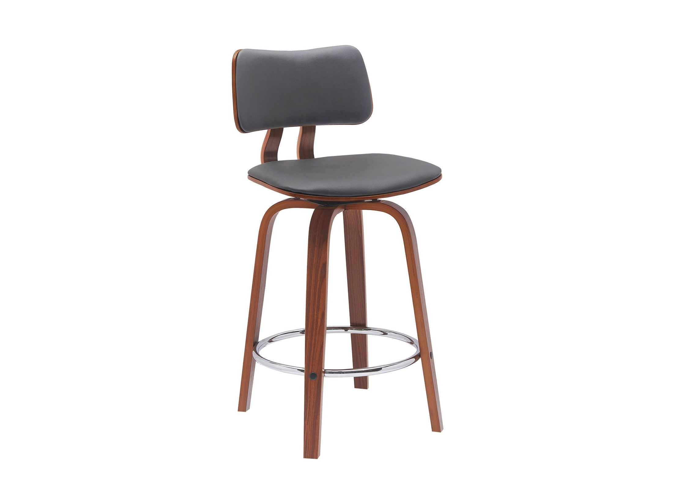 Pico - Swivel Walnut Wood Faux Leather Stool