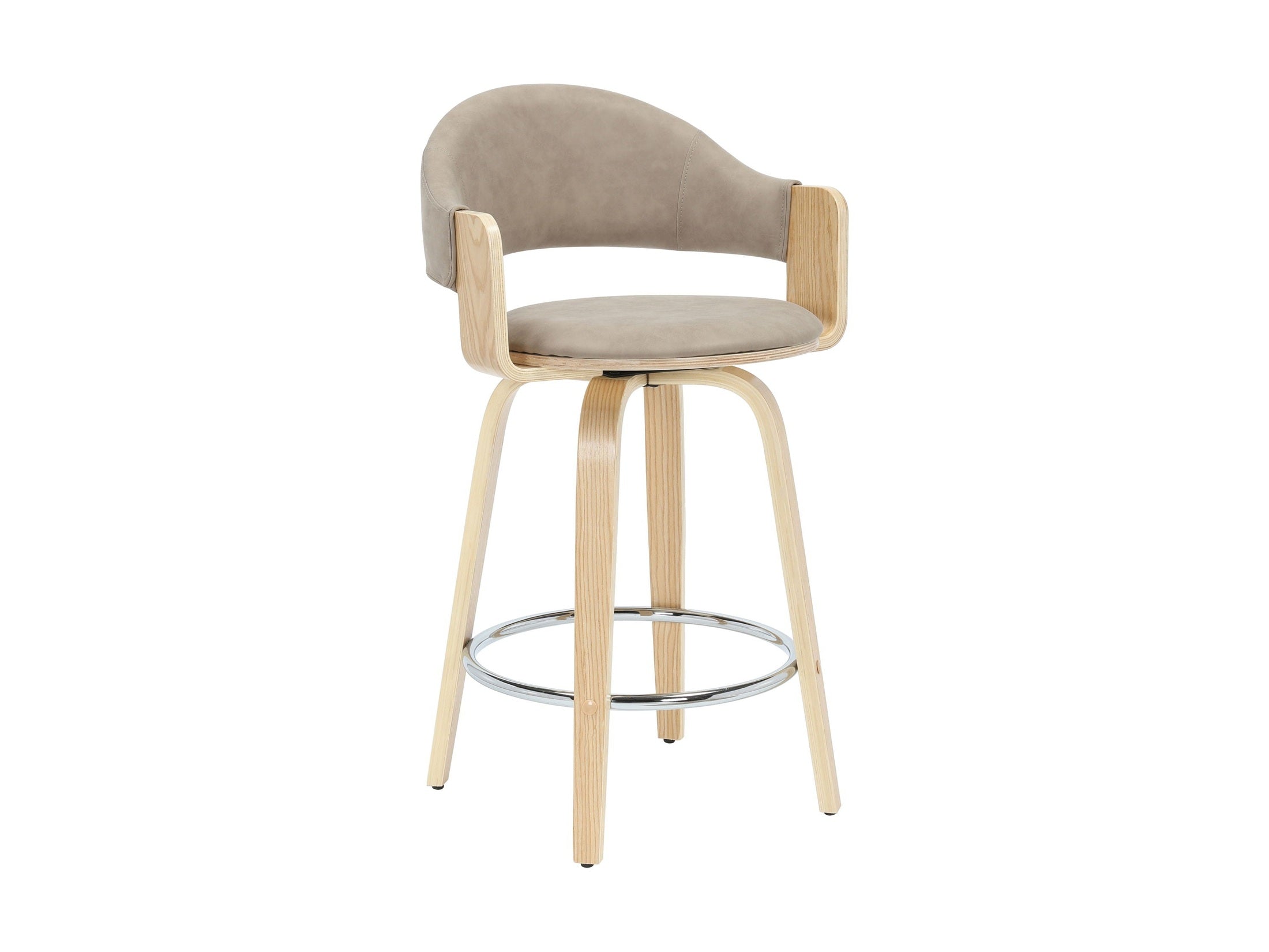 Daxton - Swivel Counter Height Round Back Wood Bar Stool With Faux Leather Seat