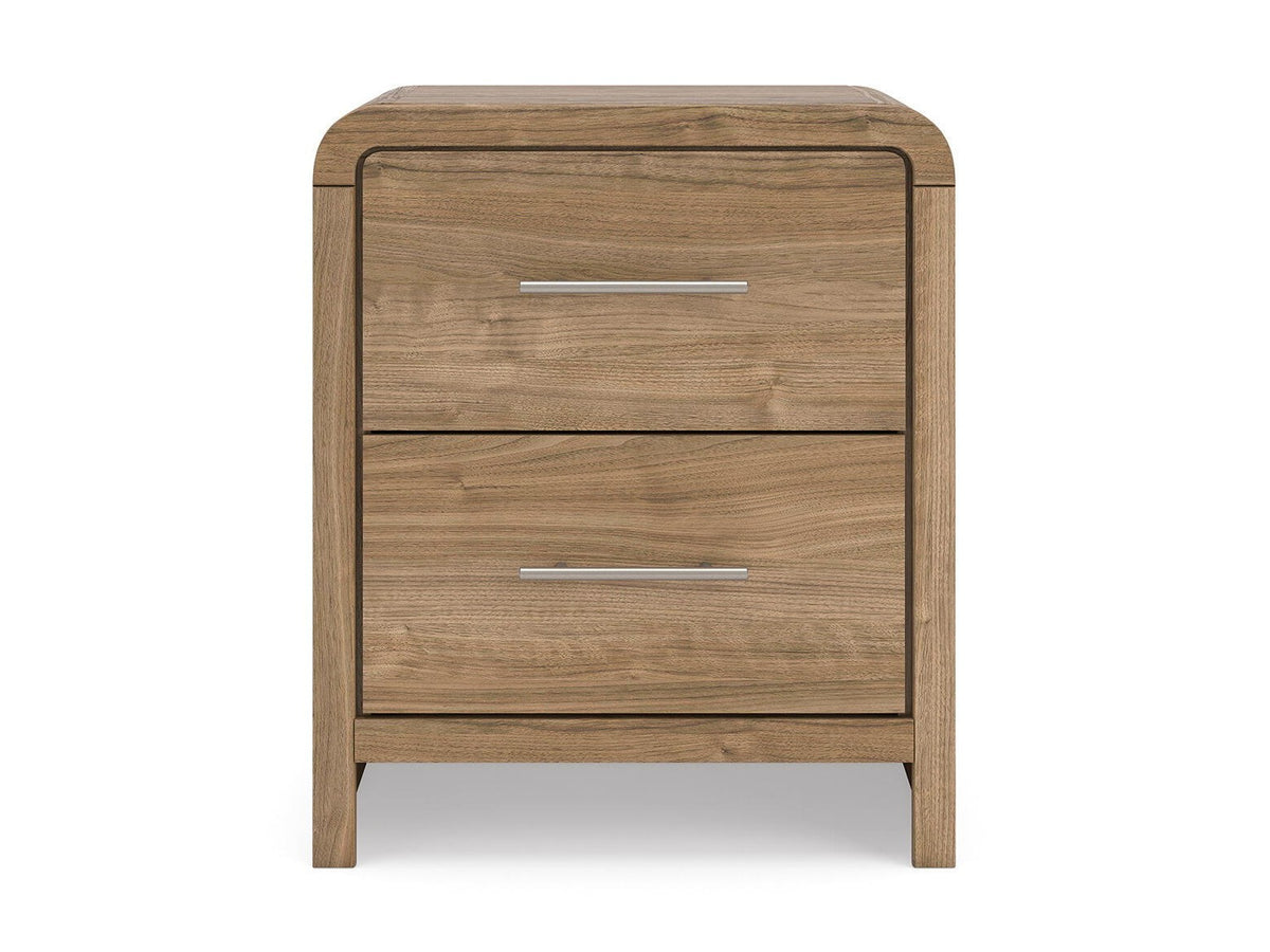 Gramburg - Two Drawer Night Stand - Warm Natural Brown