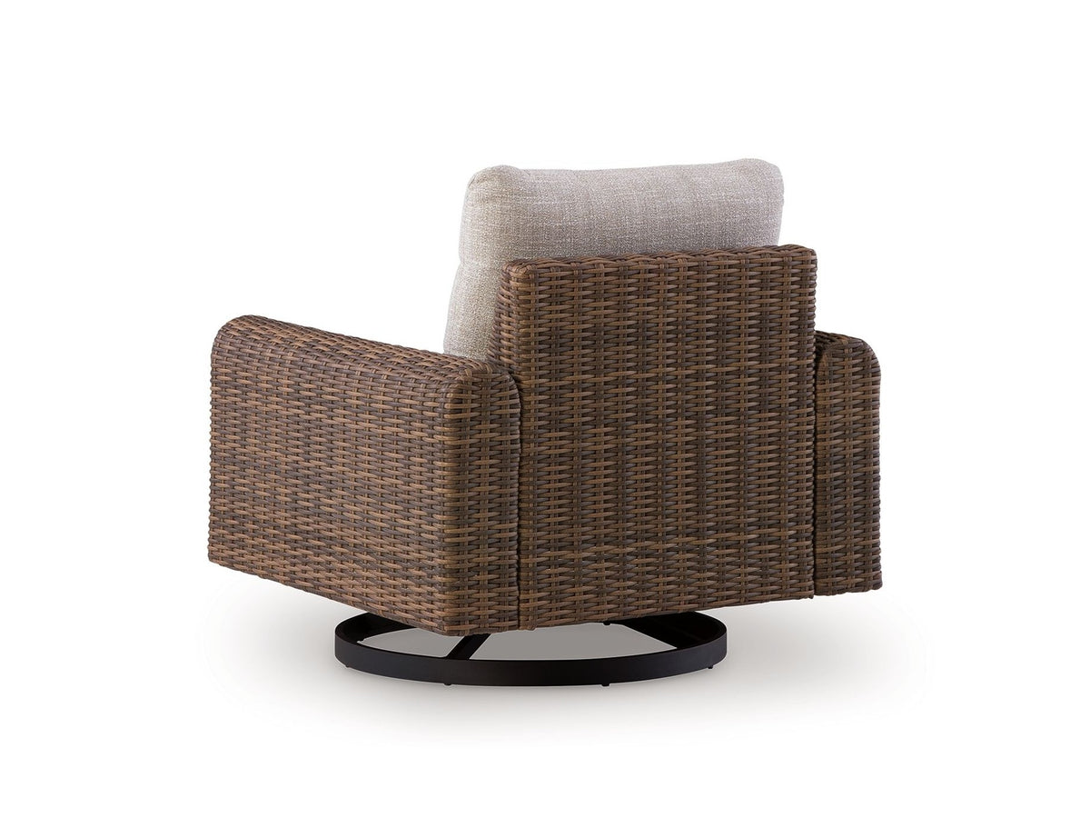 Dolan Creek - Swivel Lounge With Cushion - Gray / Brown