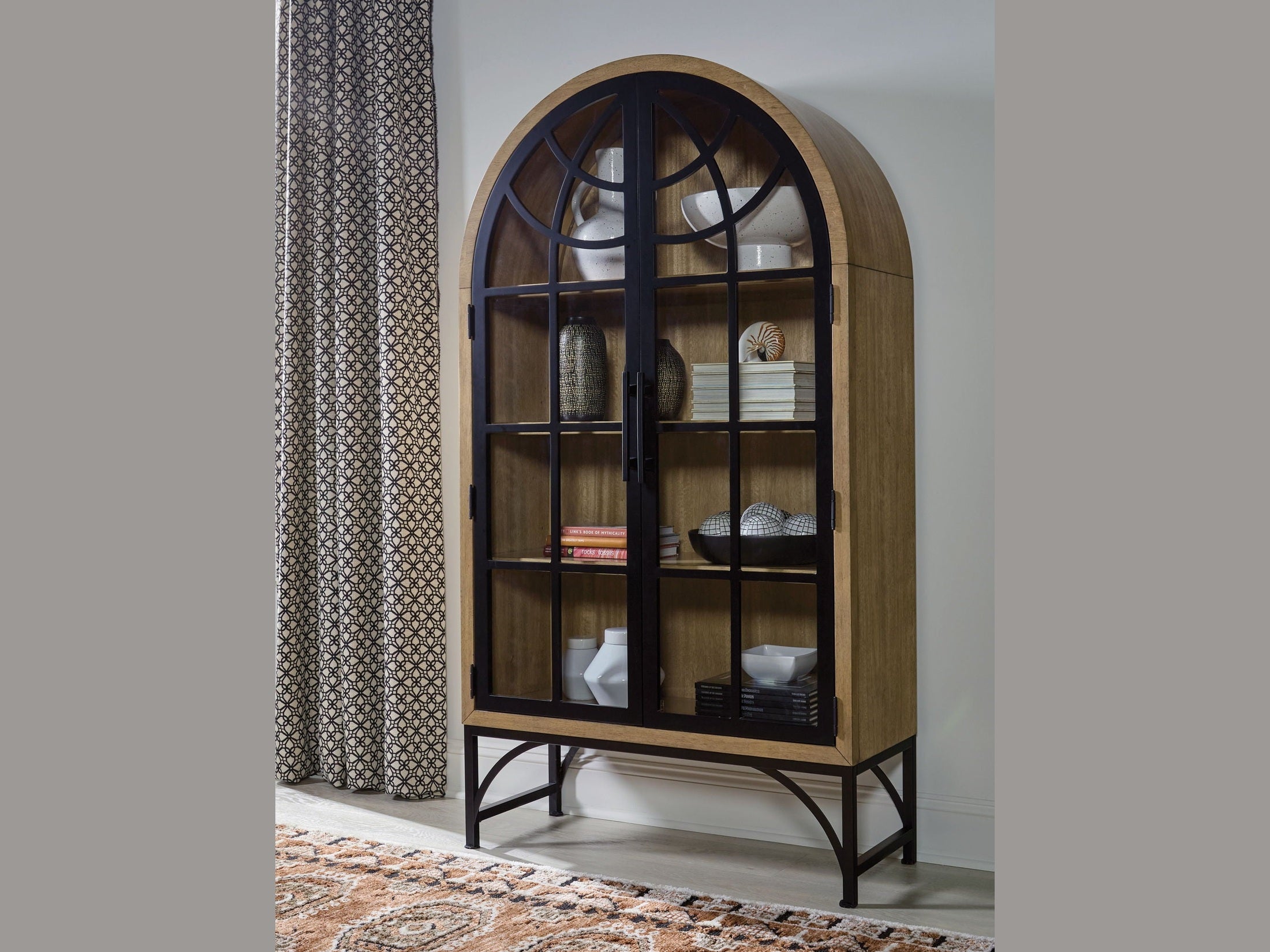 Gwenwich - Accent Cabinet - Natural / Black