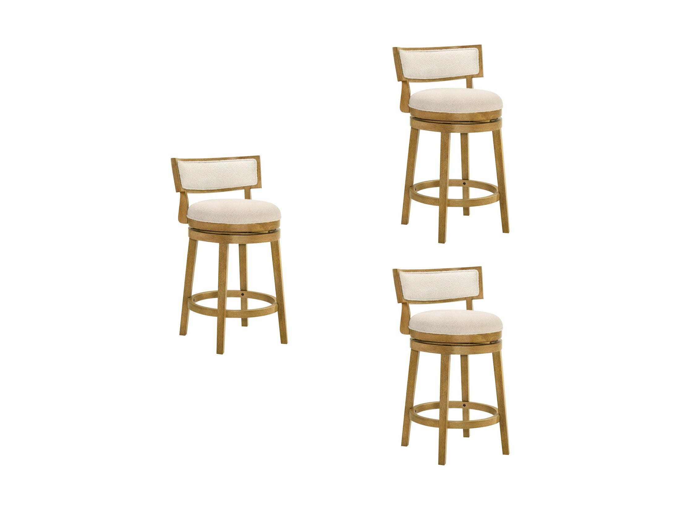 Noely - Modern Farmhouse Swivel Wood Counter Height Kitchen Bar Stool