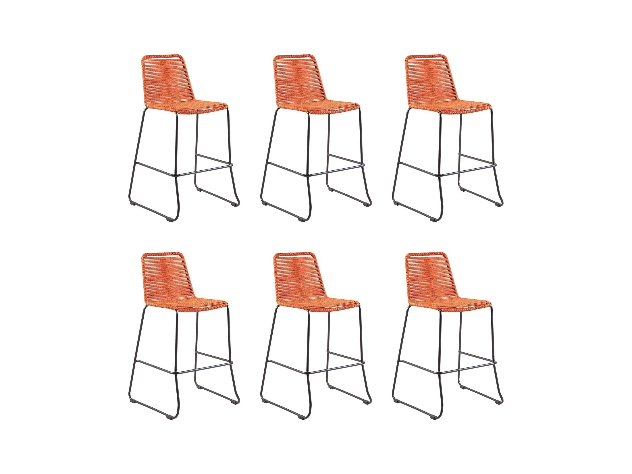 Shasta - 30" Outdoor Metal And Rope Stackable Barstool