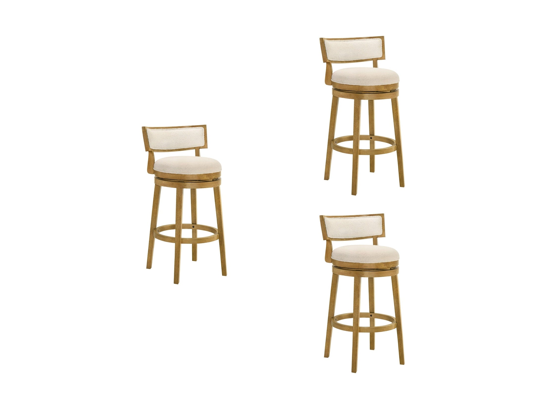 Noely - Modern Farmhouse Swivel Wood Bar Height Kitchen Bar Stool
