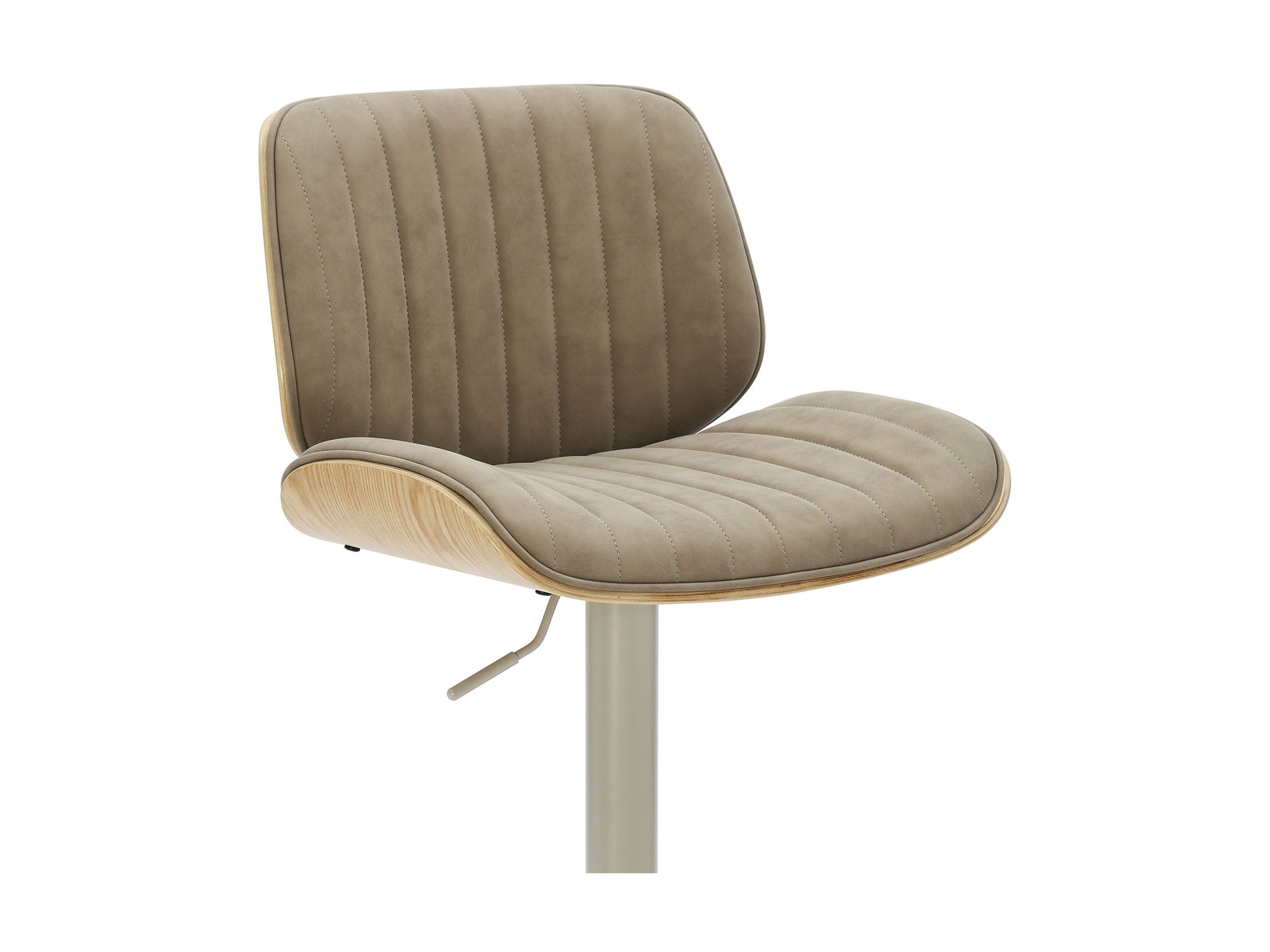 Brock - Adjustable Swivel Curved Back Wood Bar Stool With Faux Leather Seat