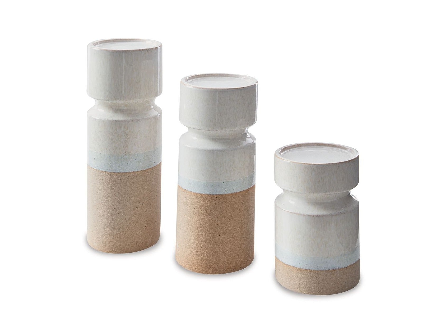 Hurston - Candle Holder Set (Set of 3) - Ivory / Brown
