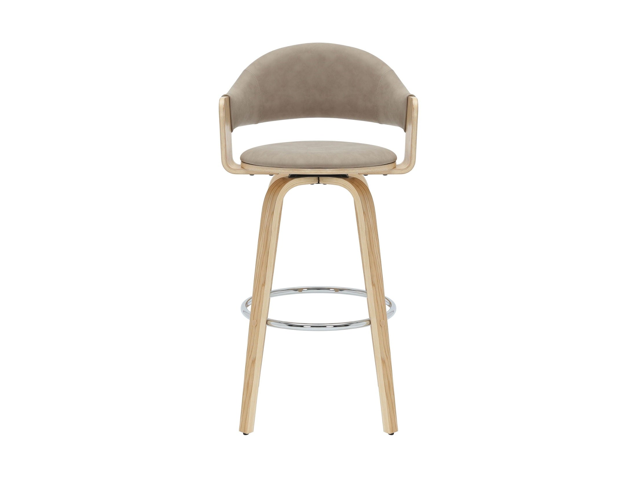 Daxton - Swivel Bar Height Round Back Wood Bar Stool With Faux Leather Seat