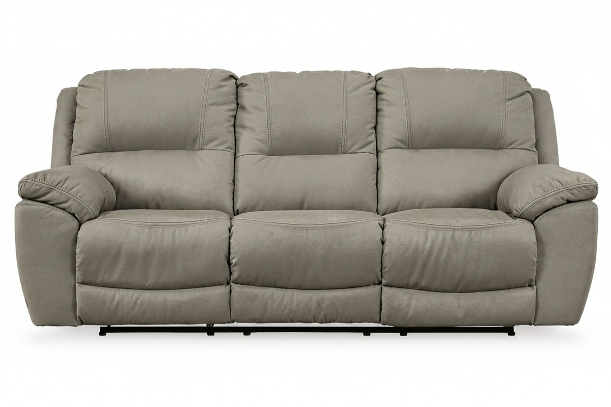 Gray reclining sofa on a white background