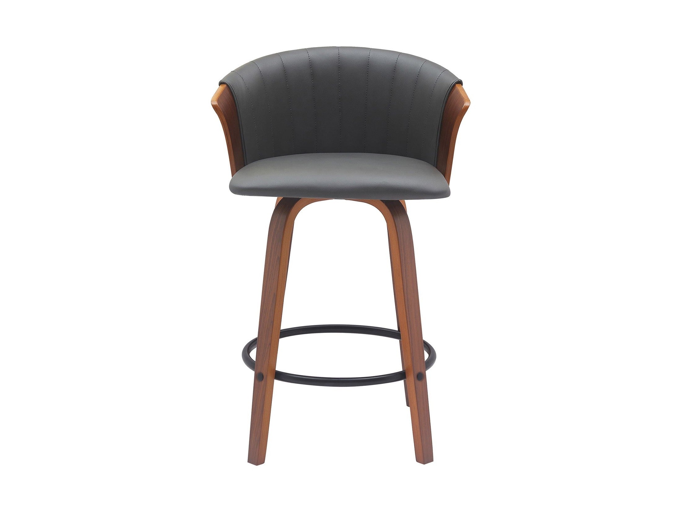 Diana - Swivel Walnut Wood Faux Leather Counter Stool