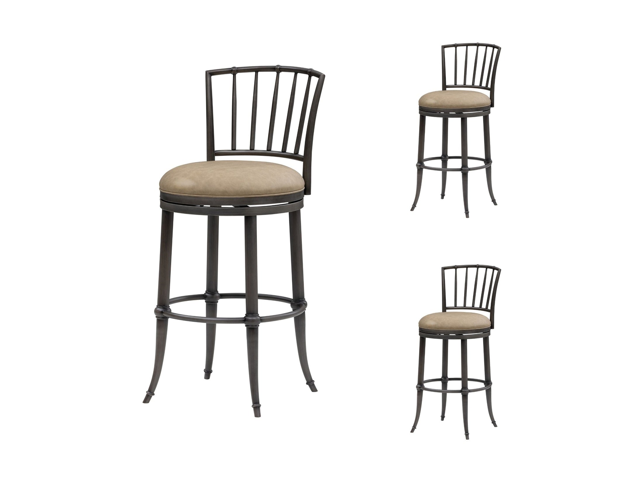 Vince - Commercial Grade Steel Frame Faux Leather Upholstered Swivel Bar Height Barstool