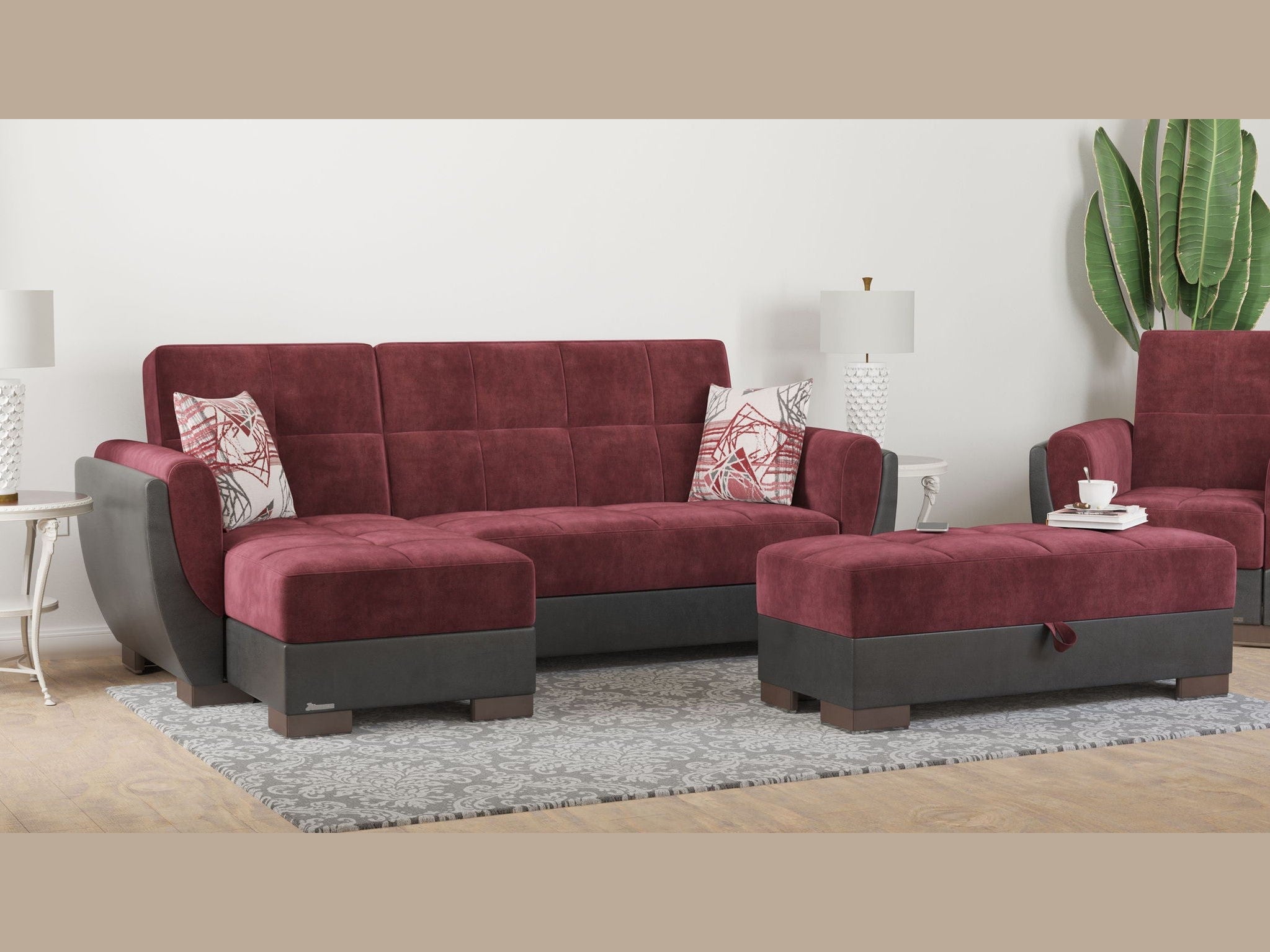 Ottomanson Armada Air - Upholstered Convertible Chaise Lounge With Storage - Microfiber