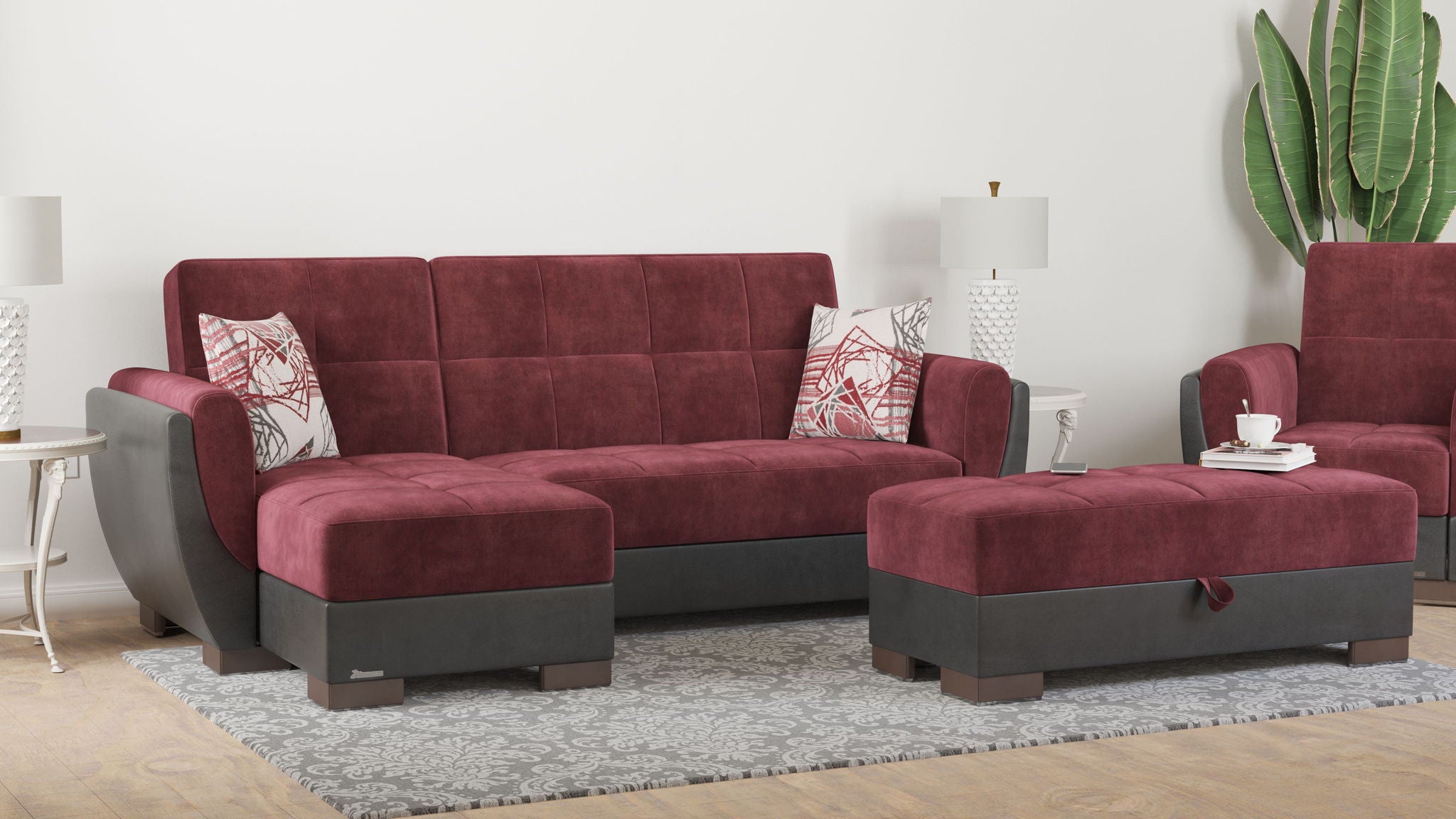 Ottomanson Armada Air - Upholstered Convertible Chaise Lounge With Storage - Microfiber