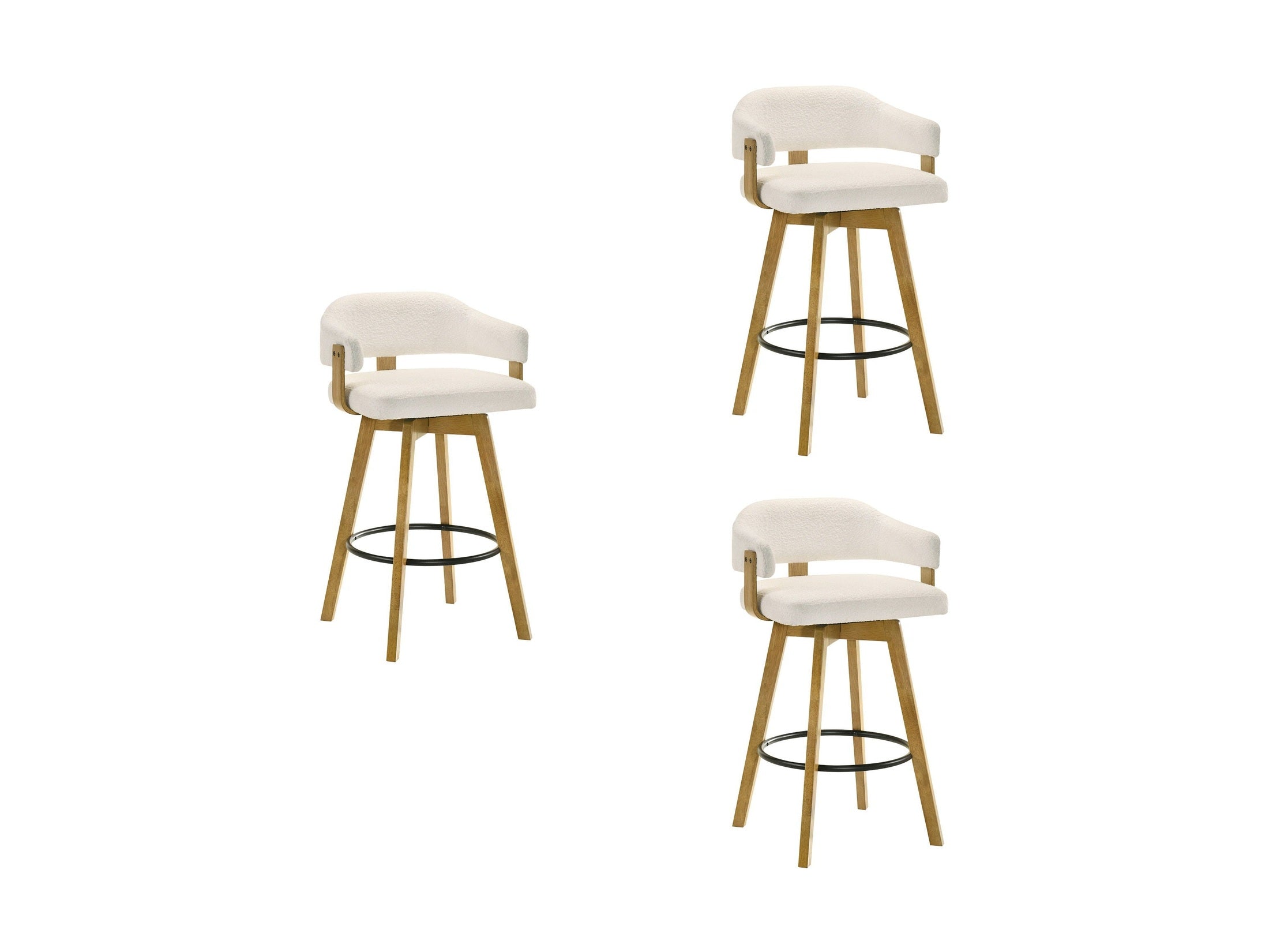 Callah - Contemporary Natural Wood Bar Height Kitchen Bar Stool