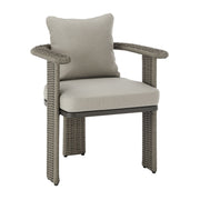Ciela - Outdoor Dining Chair With Rattan Trim Aluminum Frame And Clouded Taupe Cushion (Set of 2) - Dark Bronze / Gray