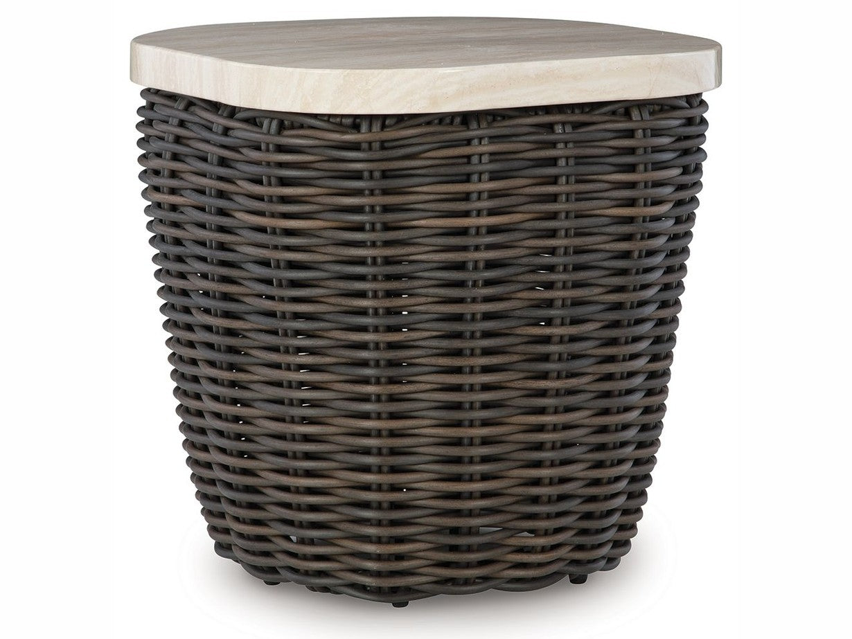 Kimora - Square End Table - Beige / Dark Brown