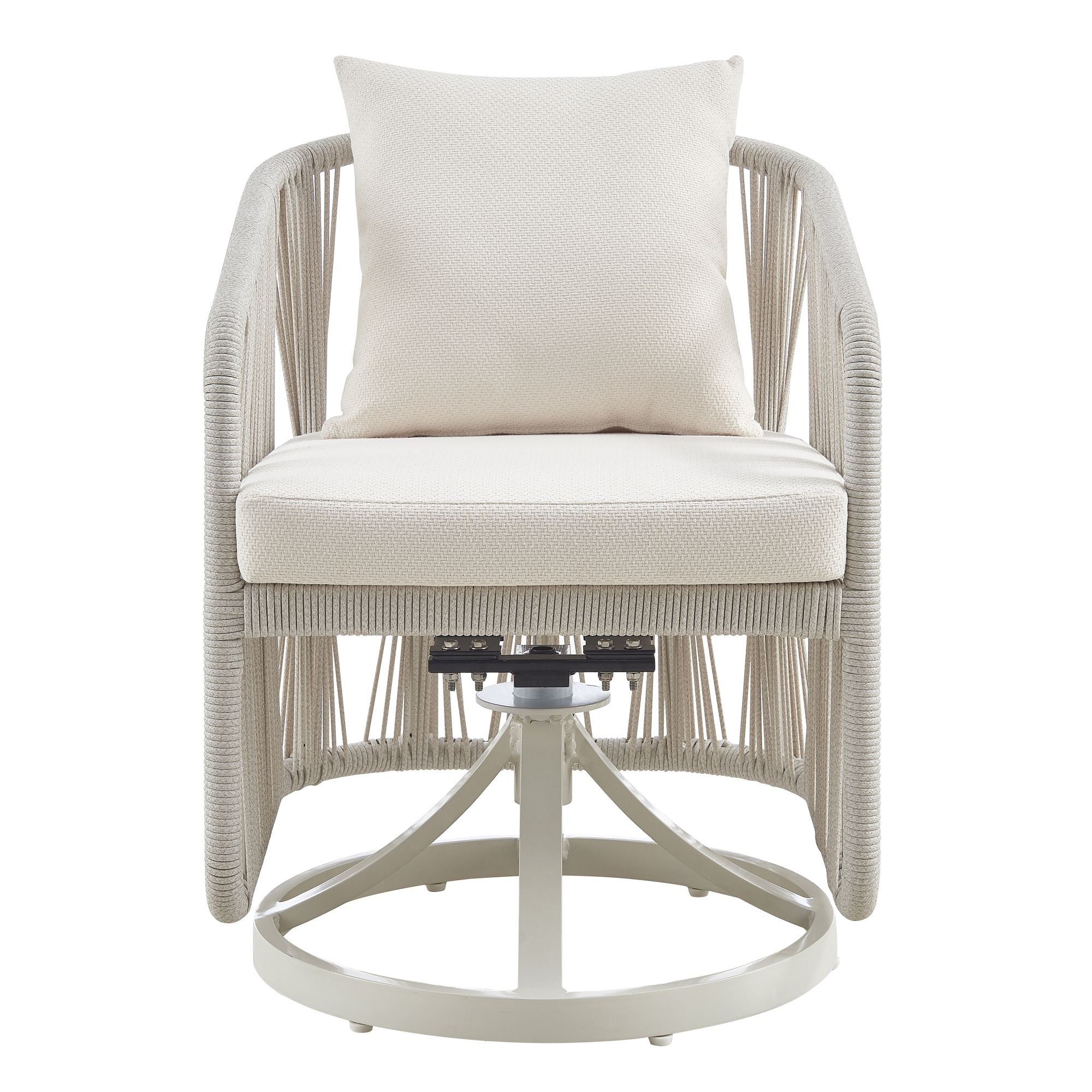 Breeze - Cream Metal Outdoor Swivel Dining Chair With Cushions - Pearl