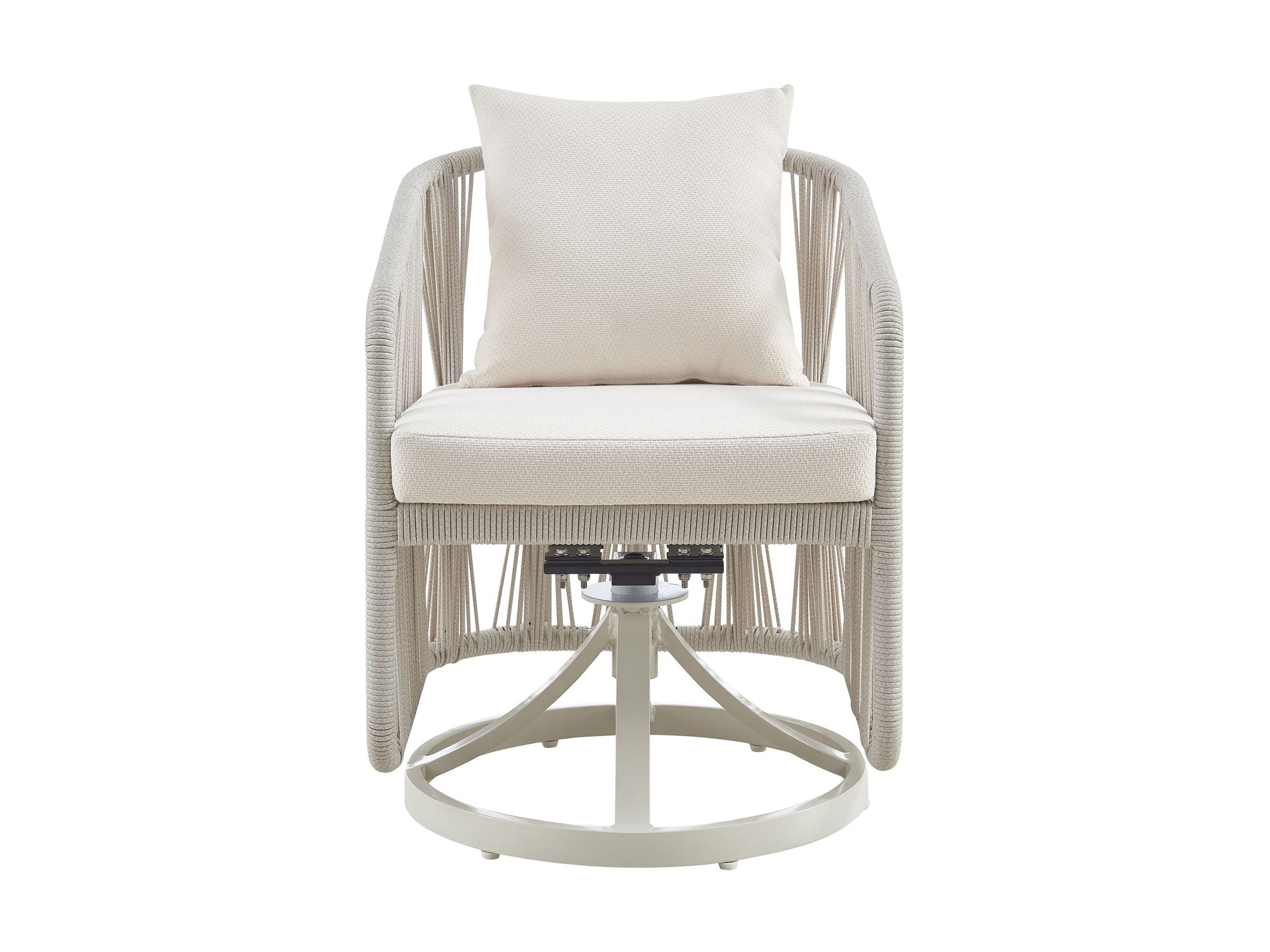 Breeze - Cream Metal Outdoor Swivel Dining Chair With Cushions - Pearl