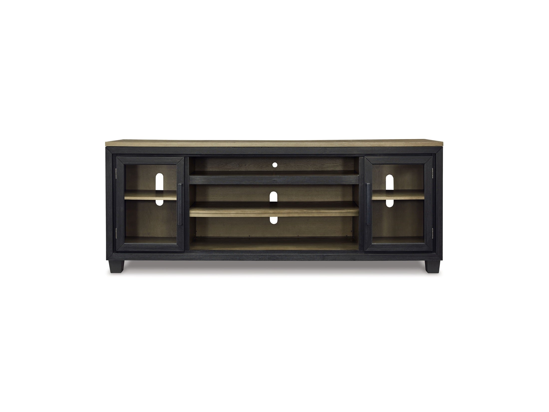 Foyland - XL TV Stand w/Fireplace Option - Black / Brown