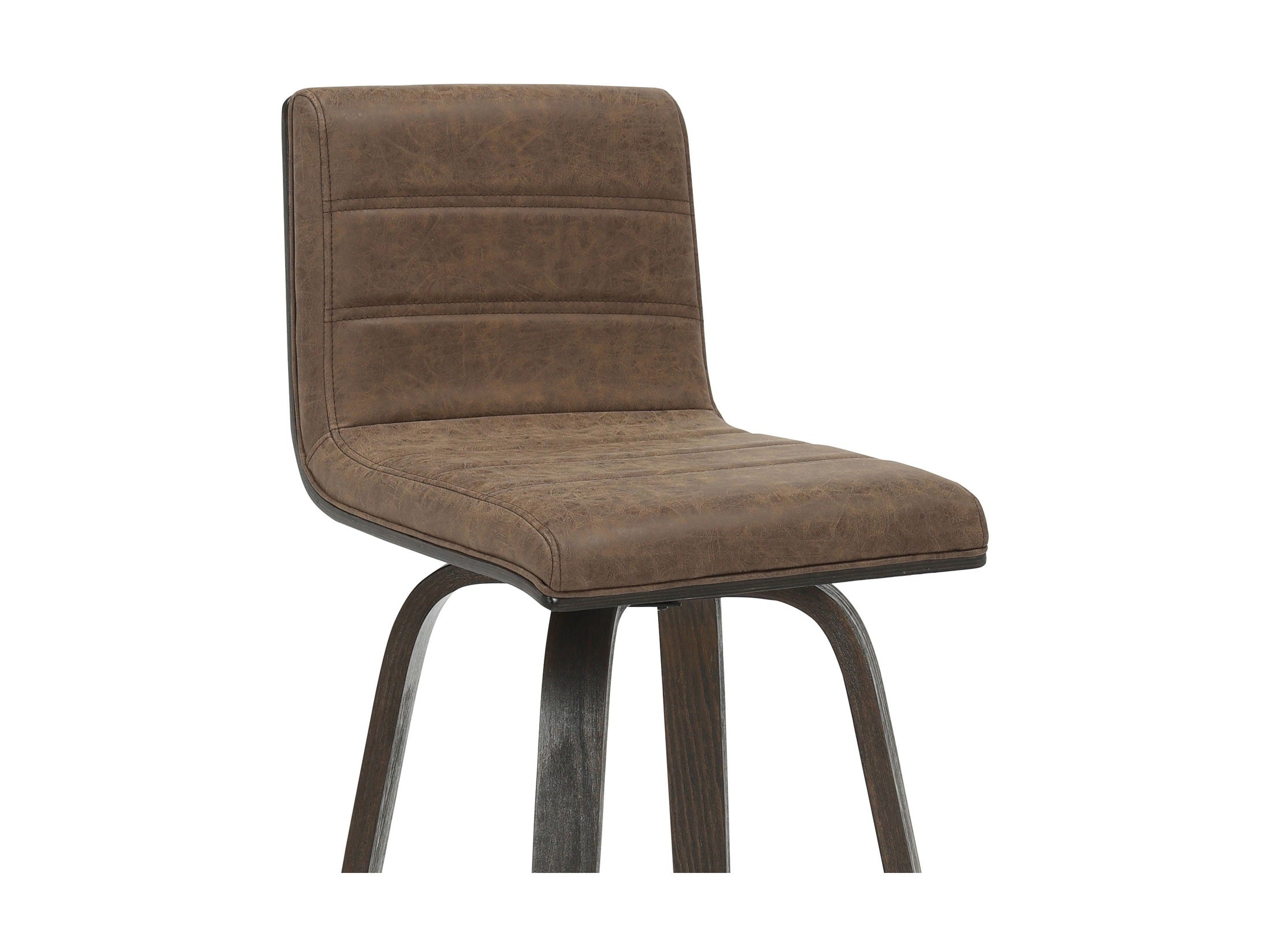 Vienna - 39.5" Swivel Bar Height Square Back Wood Bar Stool With Faux Leather Seat