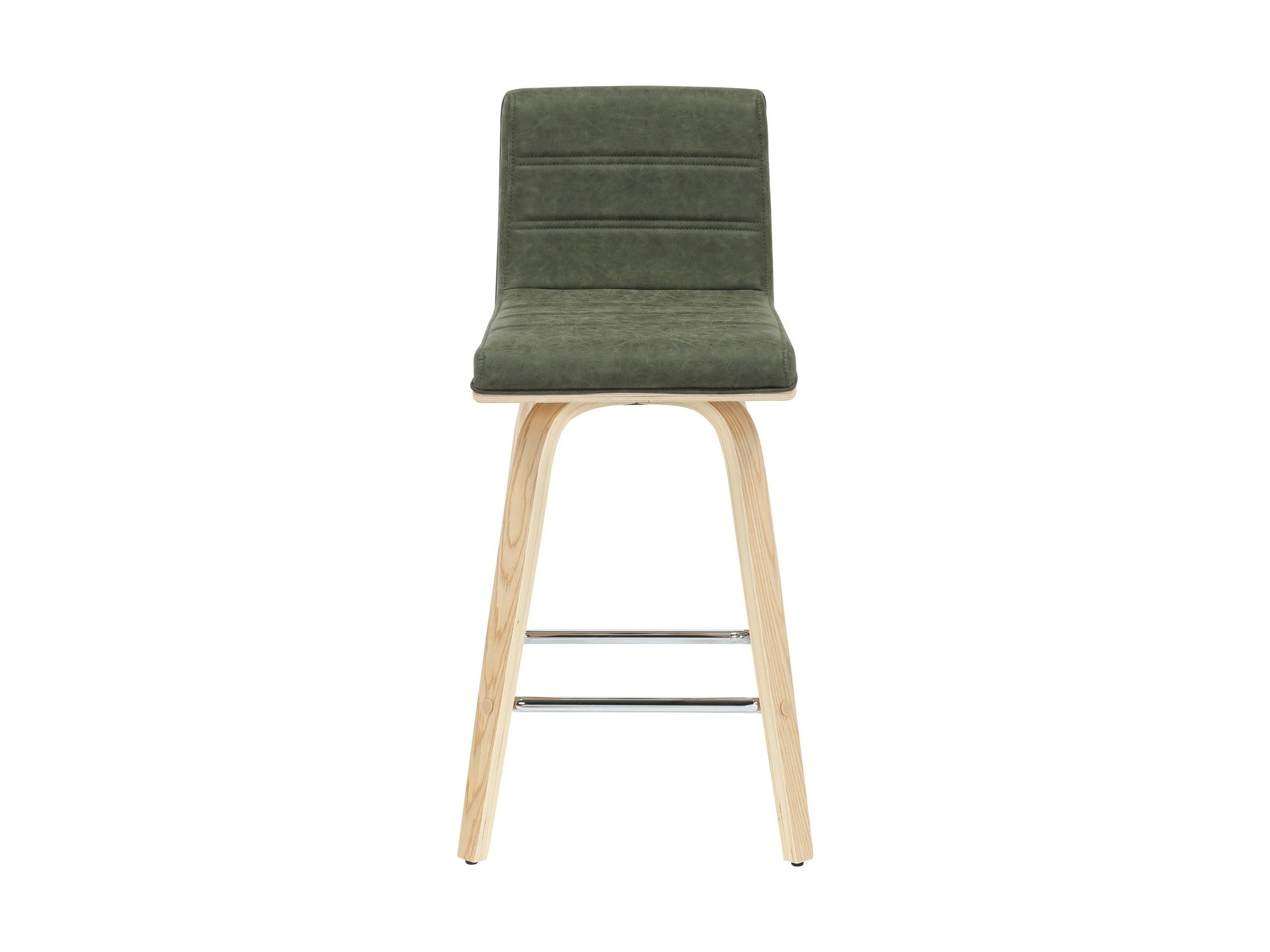 Vienna - 35.5" Swivel Counter Height Square Back Wood Bar Stool With Faux Leather Seat