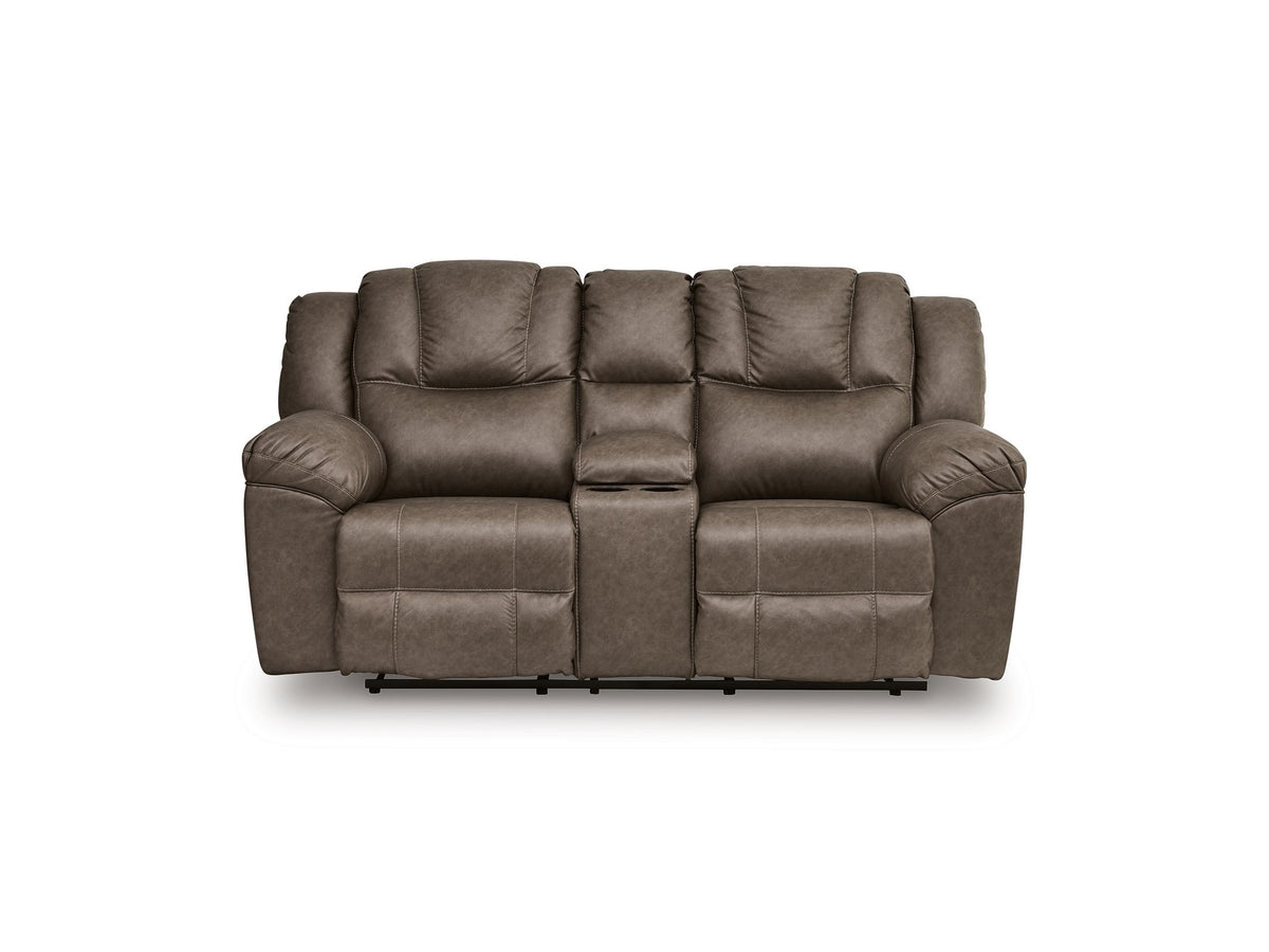 Lowilla - Double Reclining Loveseat With Console - Driftwood