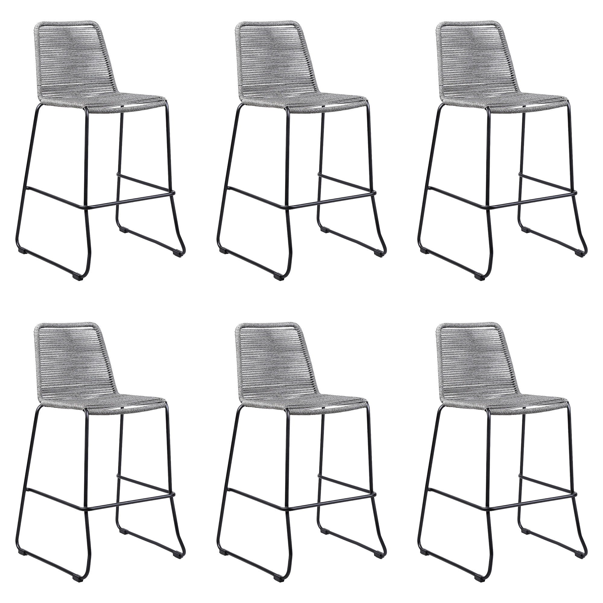 Shasta - 26" Outdoor Metal And Rope Stackable Barstool