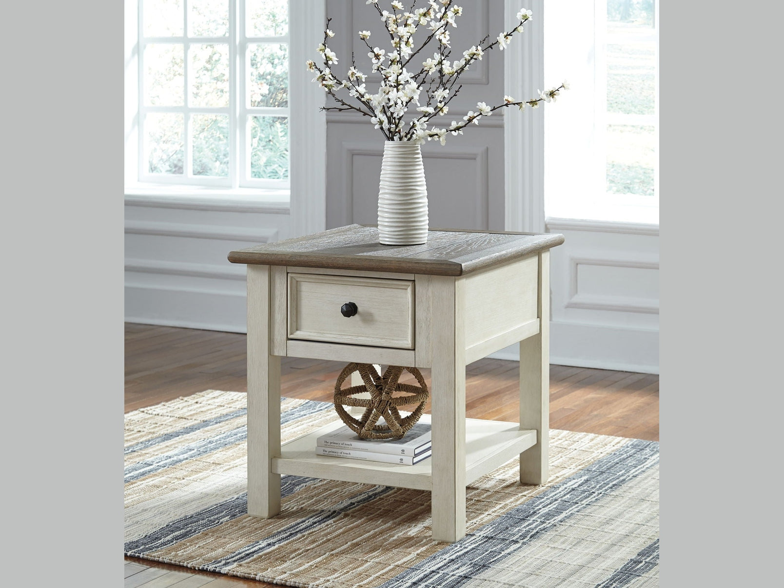 Bolanburg - Rectangular End Table - White / Brown / Beige