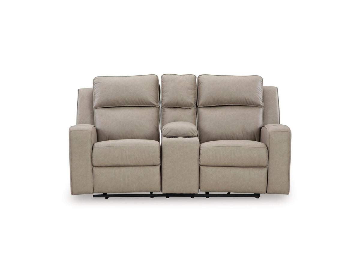 Lavenhorne - Double Reclining Loveseat With Console - Pebble