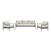 Leni - 3-Piece Outdoor Conversation Set - Moonveil / Warm Gray