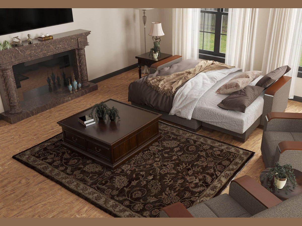 Ottomanson Armada X - Upholstered Convertible Wood Trimmed Chaise Lounge With Storage - Polyester