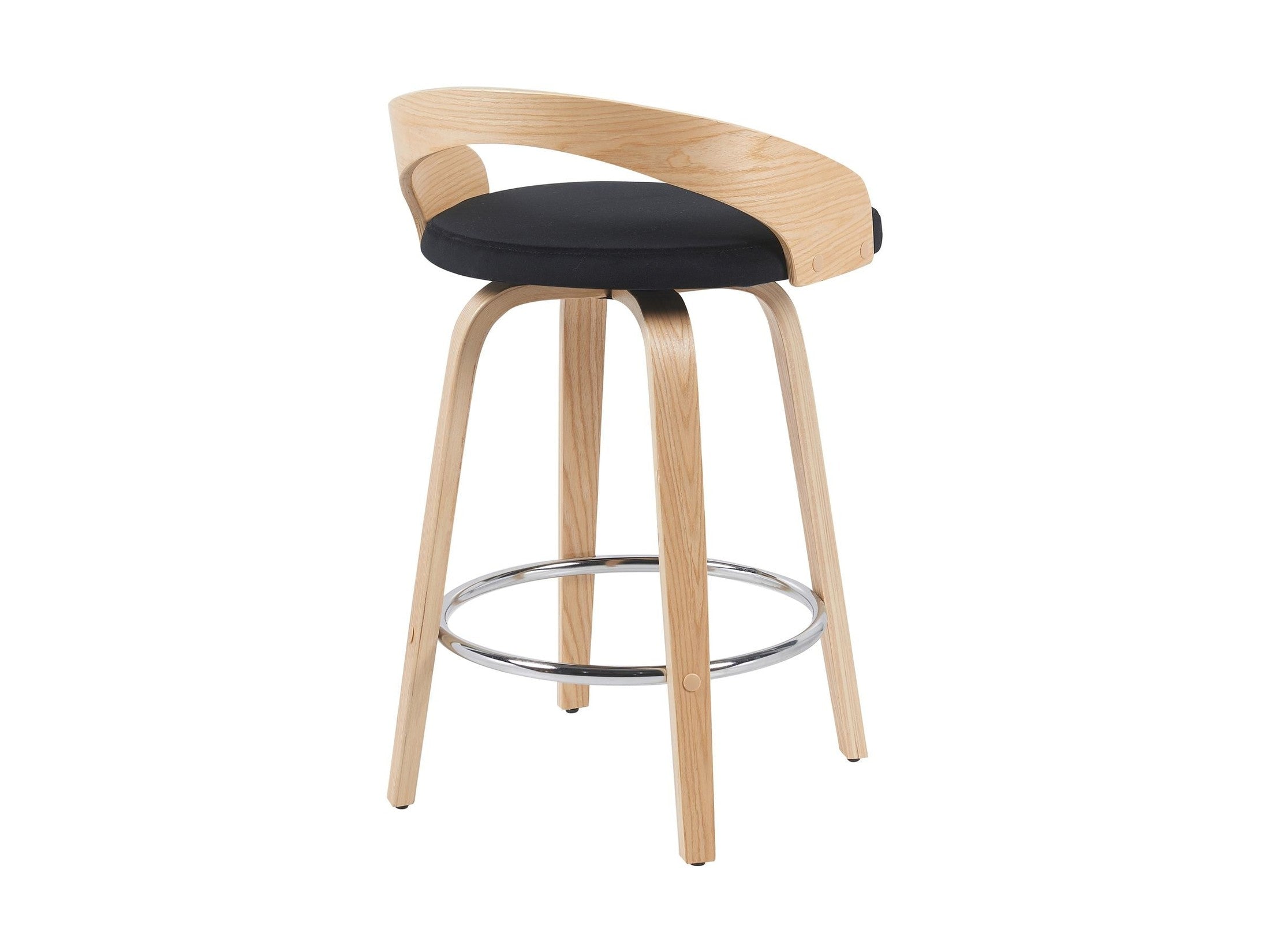 Sonia - Modern Swivel Counter Height Bar Stool - Patterned Oak Wood Finish
