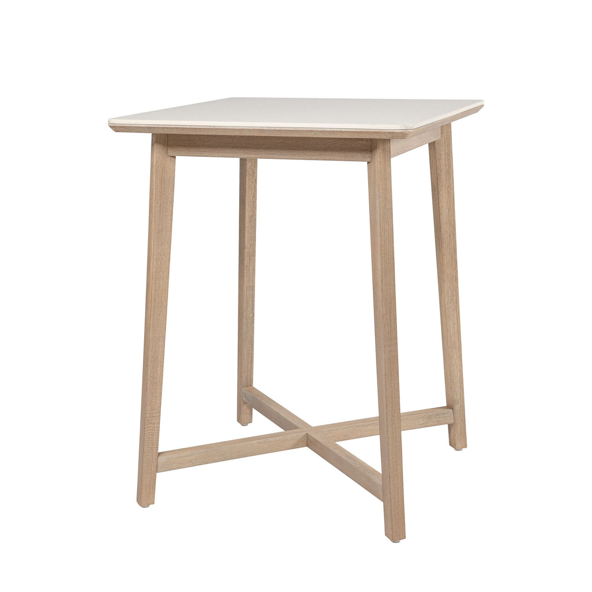 Darling - 34" Square Outdoor Pub Table - Superstone & Eucalyptus