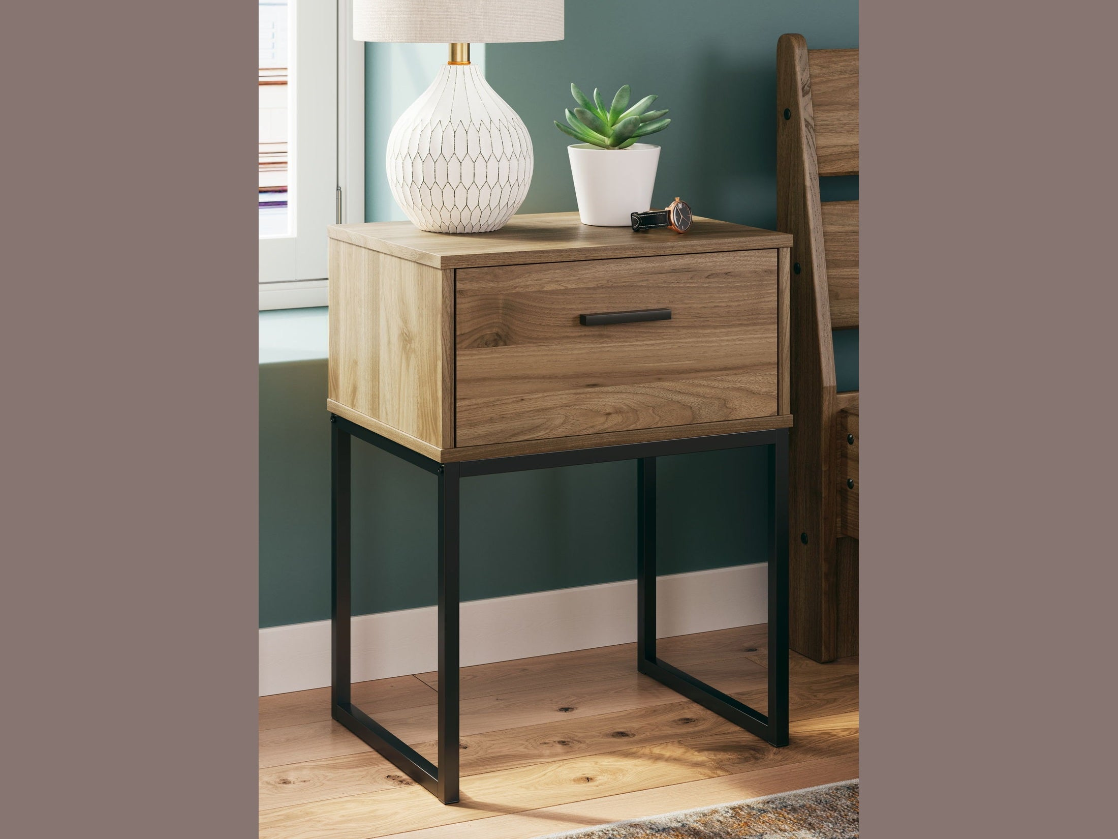Deanlow - One Drawer Night Stand - Honey