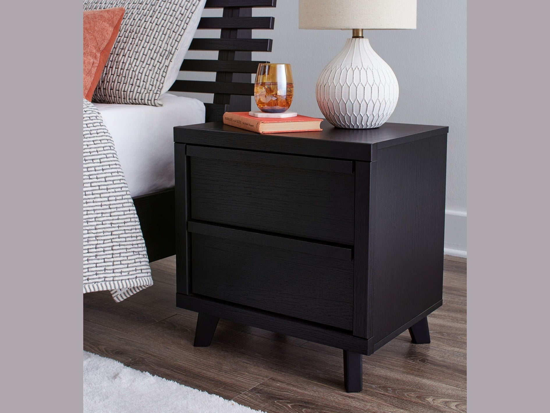Danziar - Two Drawer Night Stand - Black