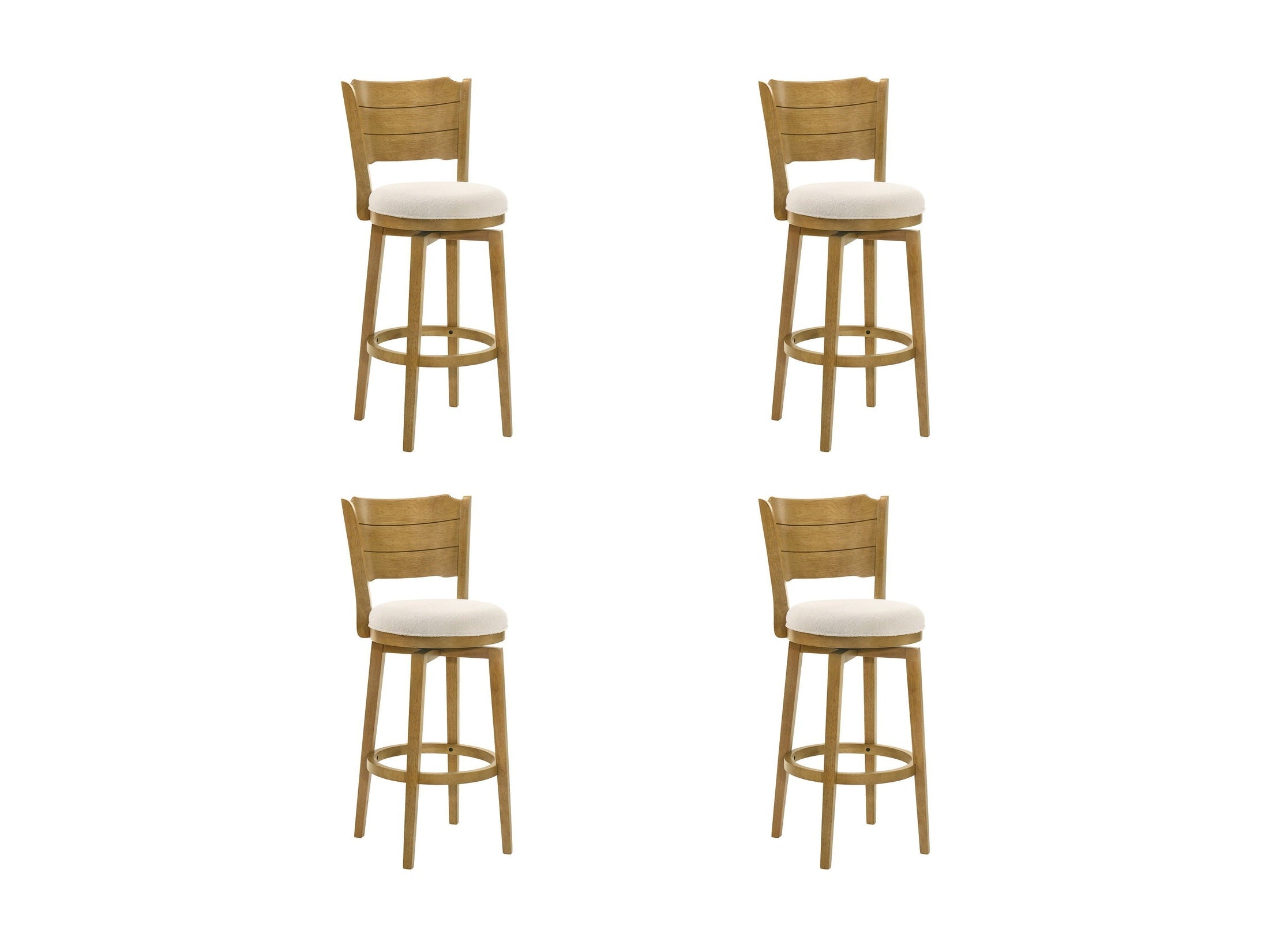 Winsley - Coastal Modern Swivel Wood Bar Height Kitchen Bar Stool