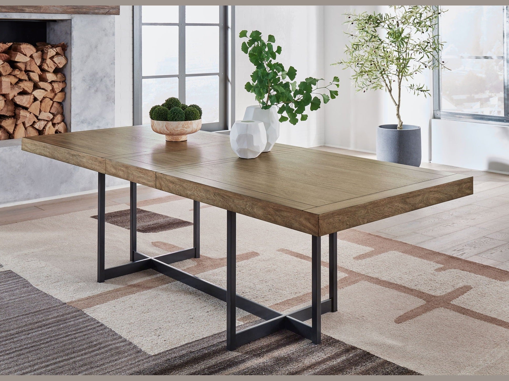 Tomtyn - Rectangular Dining Room Extension Table - Light Brown
