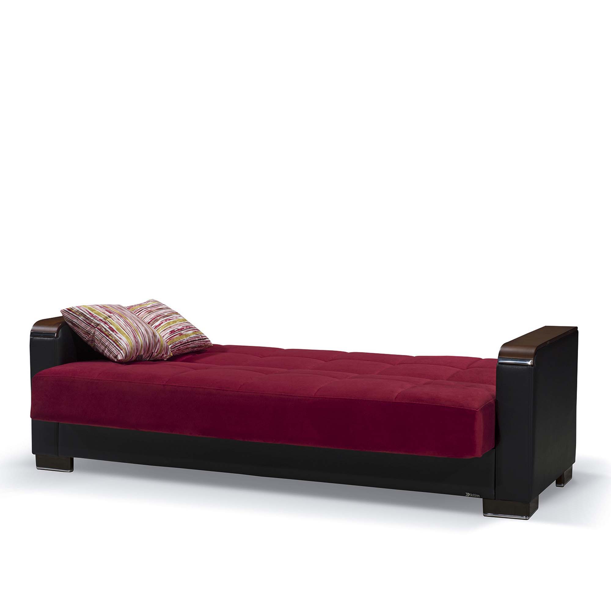 Ottomanson Armada X - Upholstered Convertible Wood Trimmed Sofabed With Storage - Microfiber