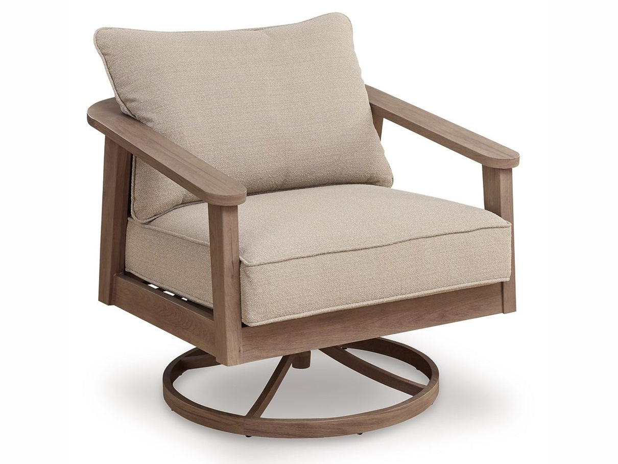 Francis Beach - Swivel Lounge With Cushion - Natural / Gray