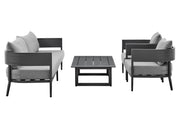 Argiope - 4 Piece Outdoor Aluminum & Fabric Outdoor Conversation Set - Dark Gray