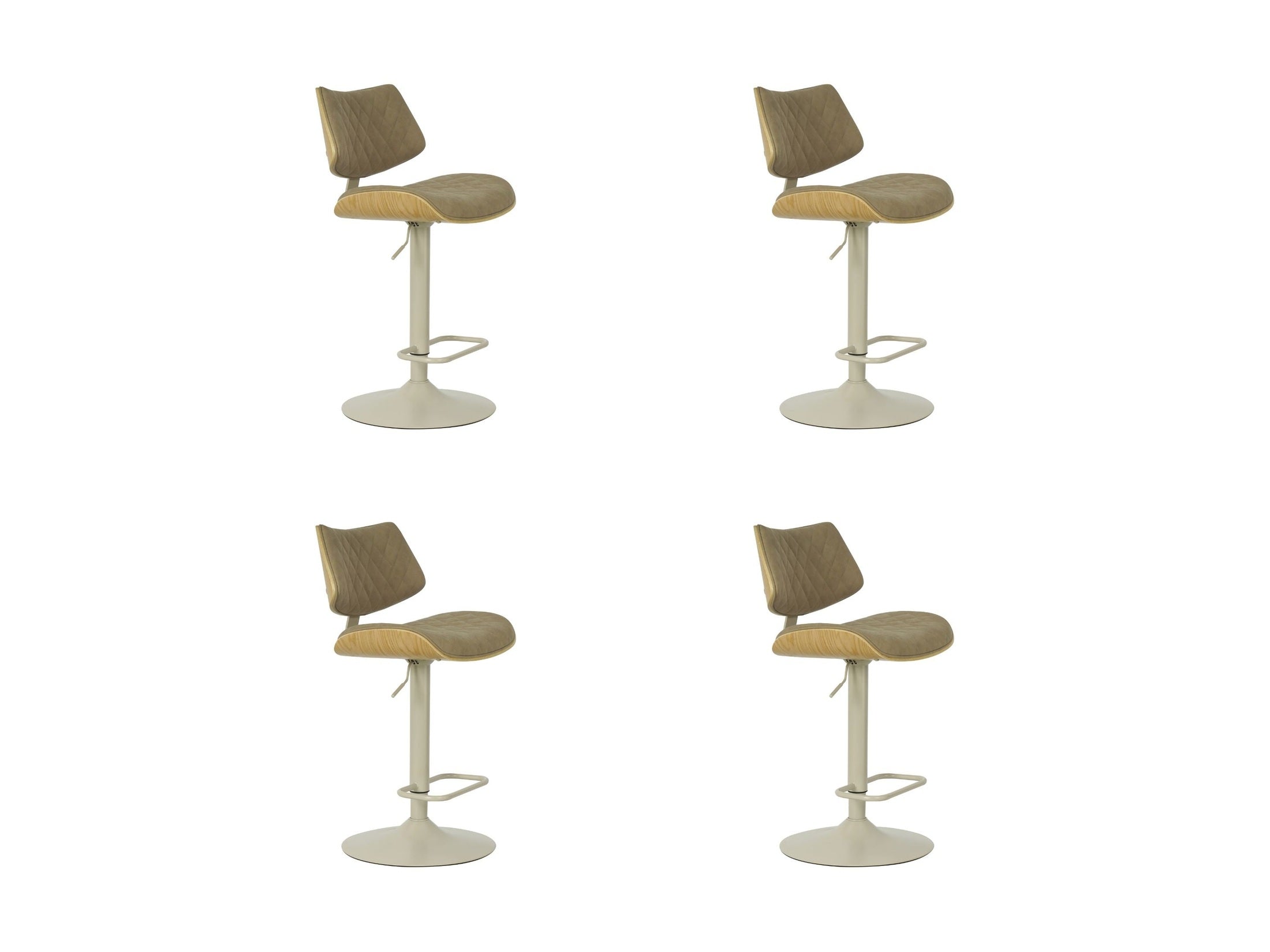 Leland - Adjustable Swivel Curved Back Wood Bar Stool With Faux Leather Seat