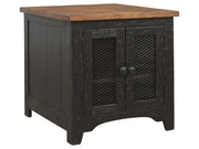 Valebeck - Rectangular End Table - Black / Brown